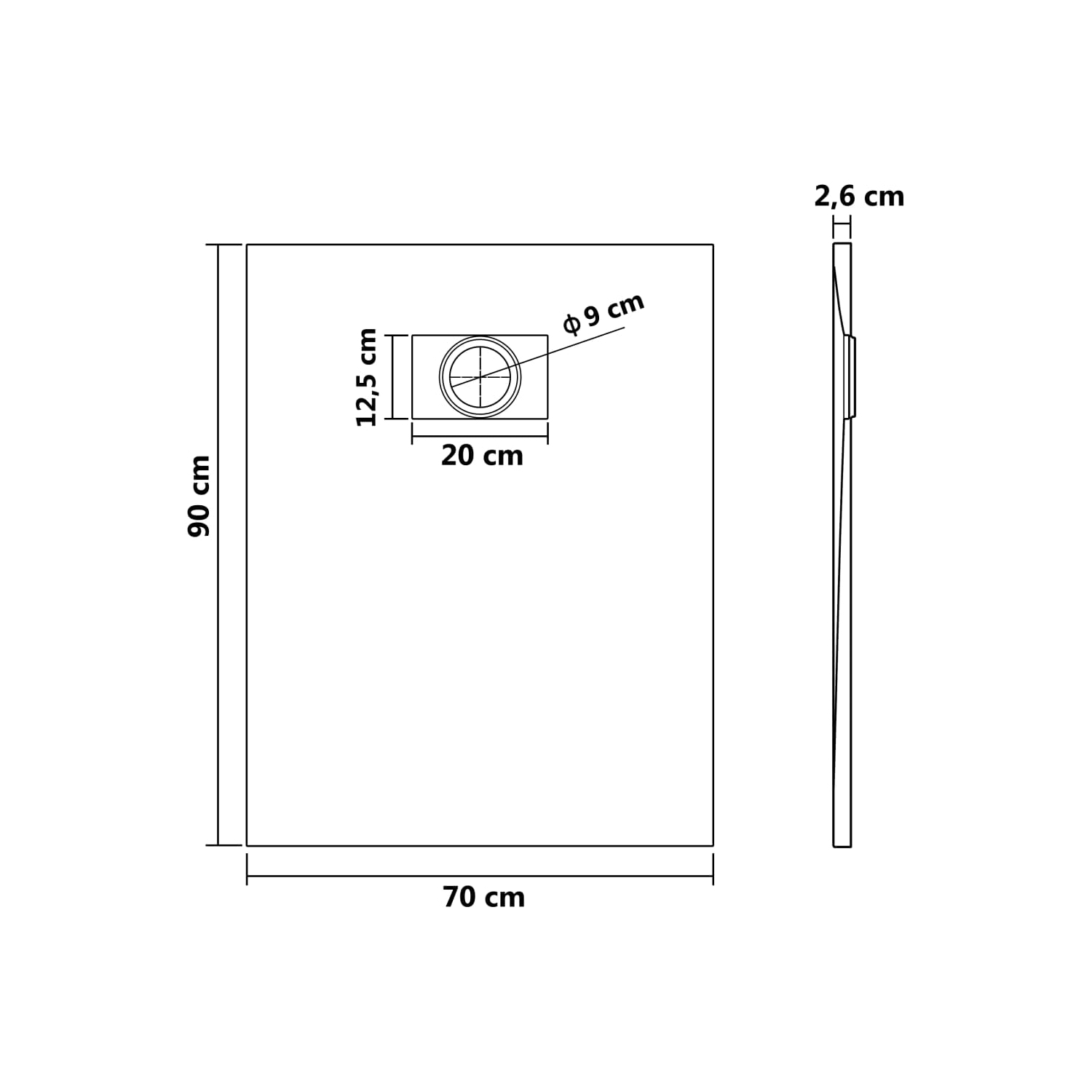 vidaXL Shower Base Tray SMC Brown 90x70 cm