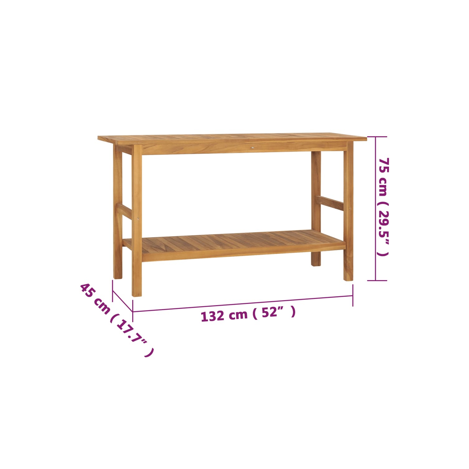 vidaXL Bathroom Vanity Cabinet Solid Wood Teak 132x45x75 cm