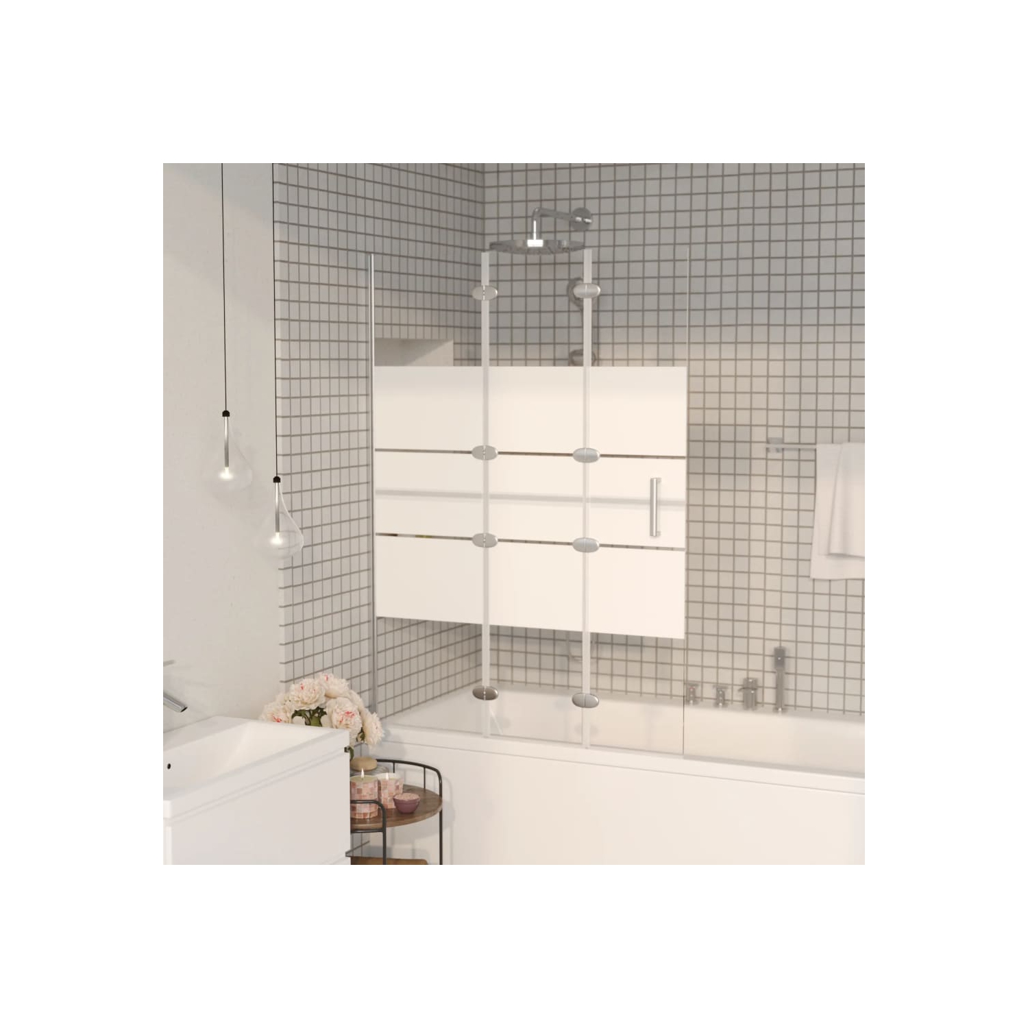 vidaXL Folding Shower Enclosure ESG 100x140 cm White