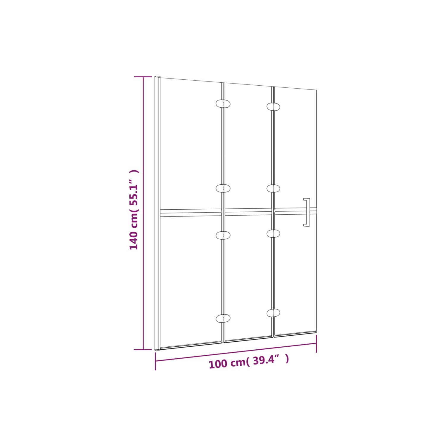 vidaXL Folding Shower Enclosure ESG 100x140 cm White