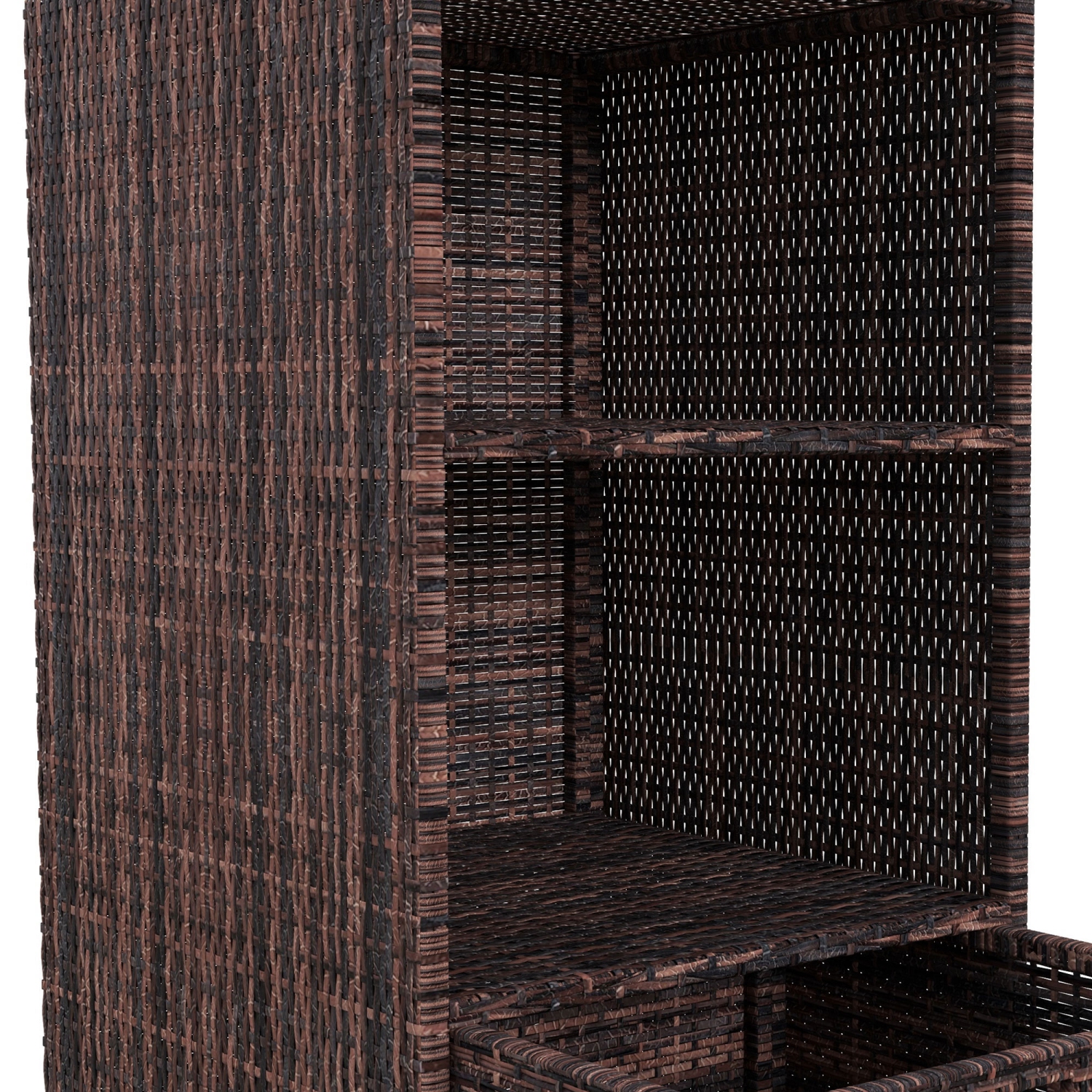 Outsunny Outdoor Storage Cabinet, Patio Storage Box Rack Rattan Wicker Pool Towel Valet Organizer Poolside Garden Lawn Bathroom Furniture Shelf w/