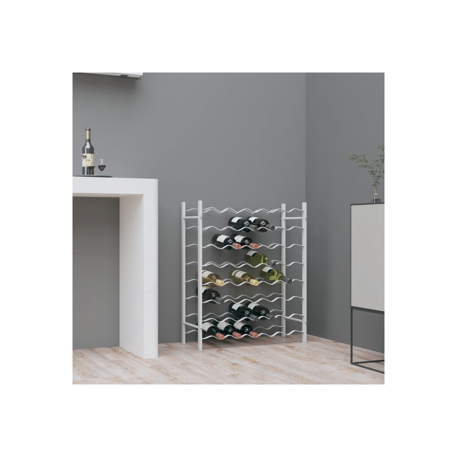 vidaXL Wine Rack for 48 Bottles White Metal