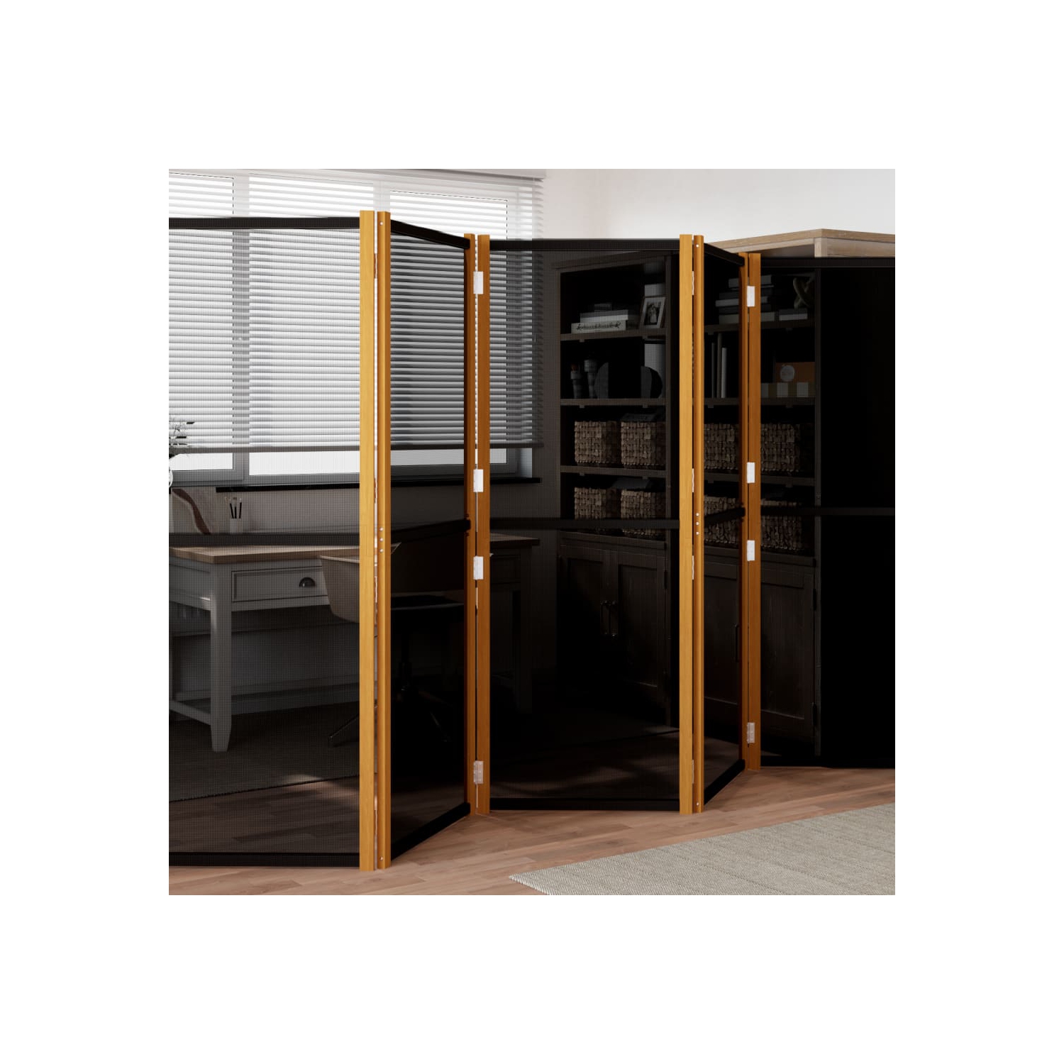 VidaXL – séparateur de pièce à 6 panneaux, noir, 420 x 180&nbsp;cm