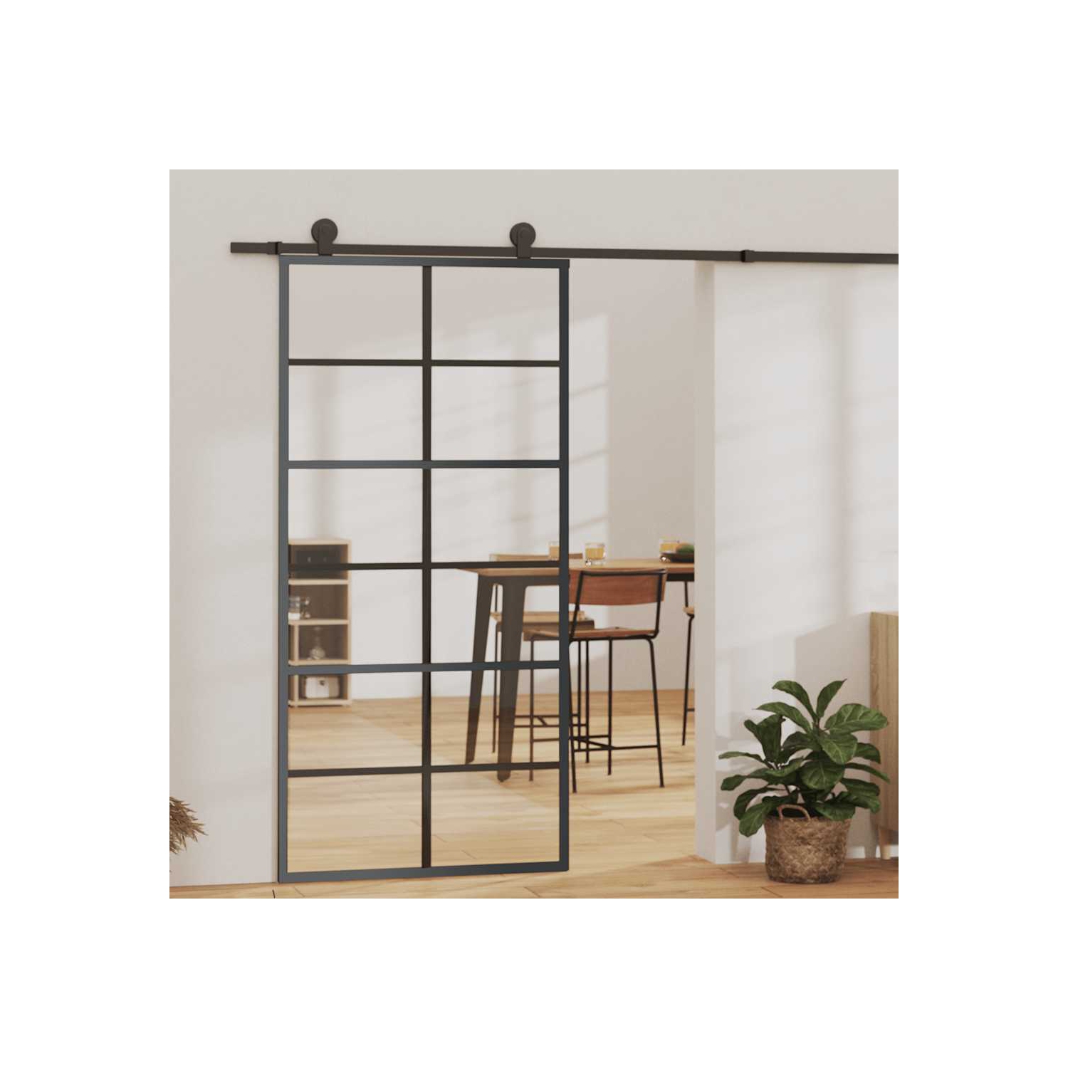 vidaXL Sliding Door ESG Glass and Aluminium 90x205 cm Black