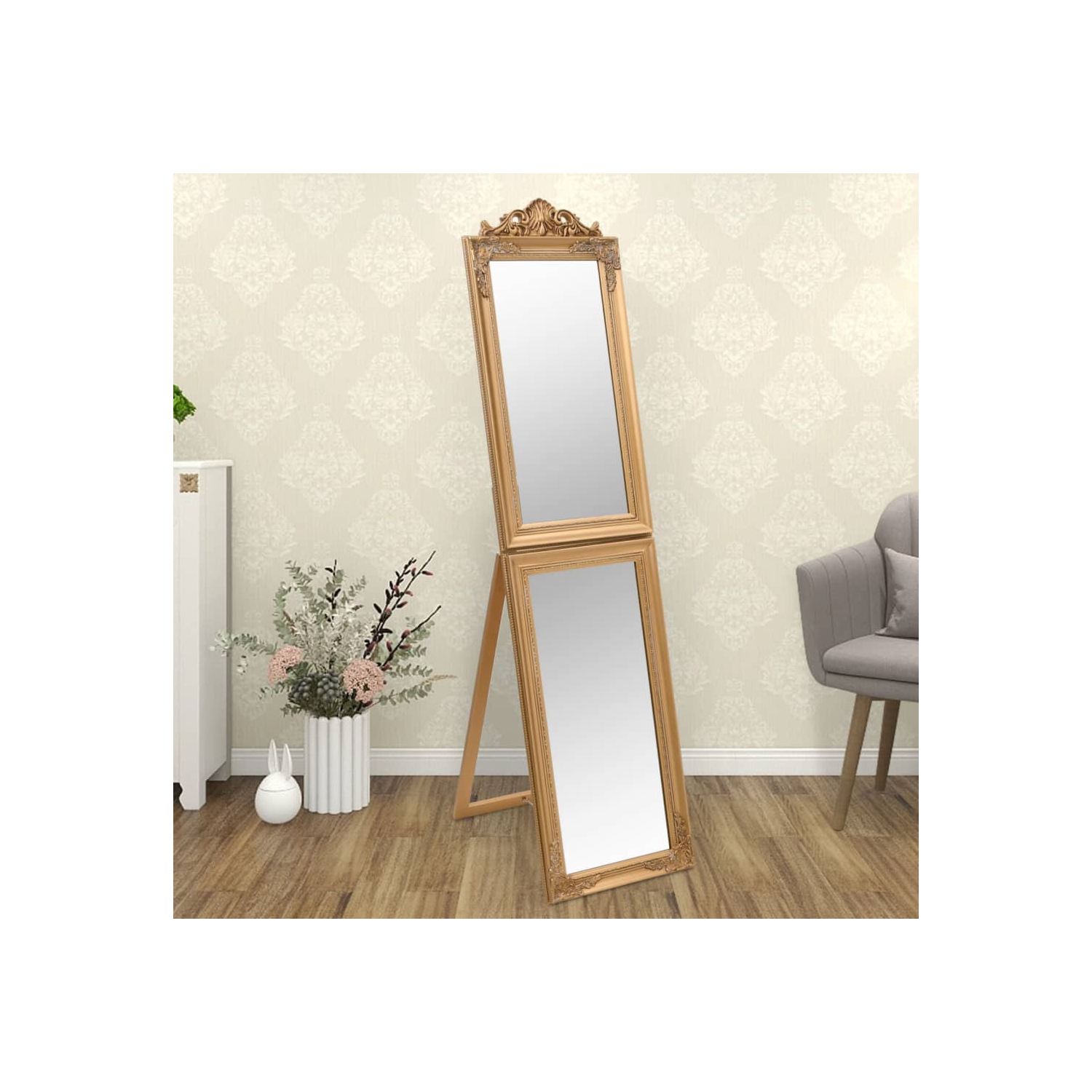 vidaXL Free-Standing Mirror Gold 45x180 cm
