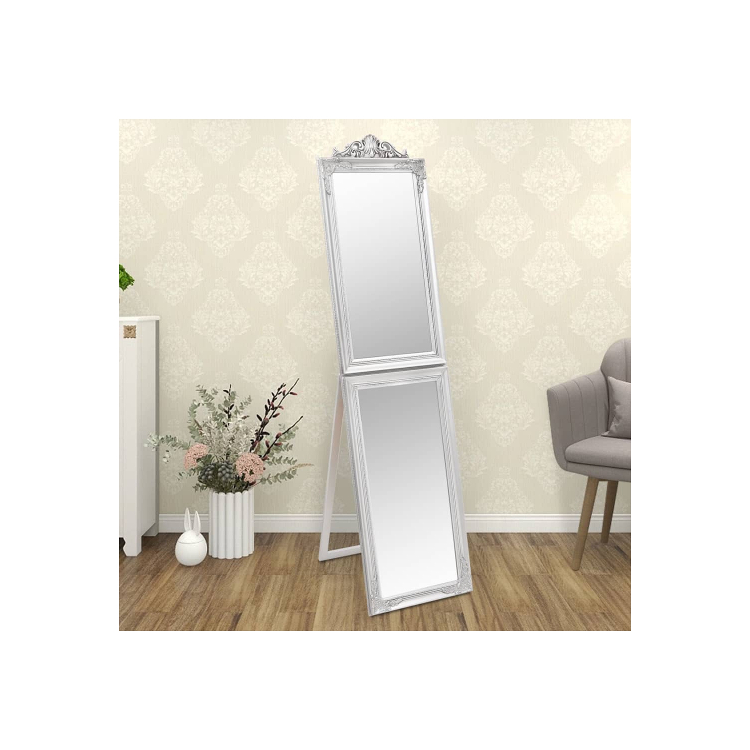 vidaXL Free-Standing Mirror Silver 40x160 cm