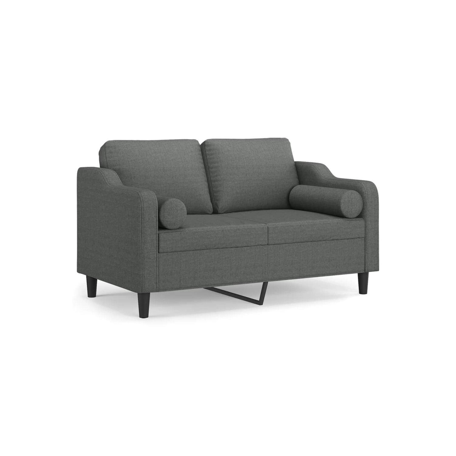 vidaXL 2-Seater Sofa with Throw Pillows Dark Grey 120 cm Fabric