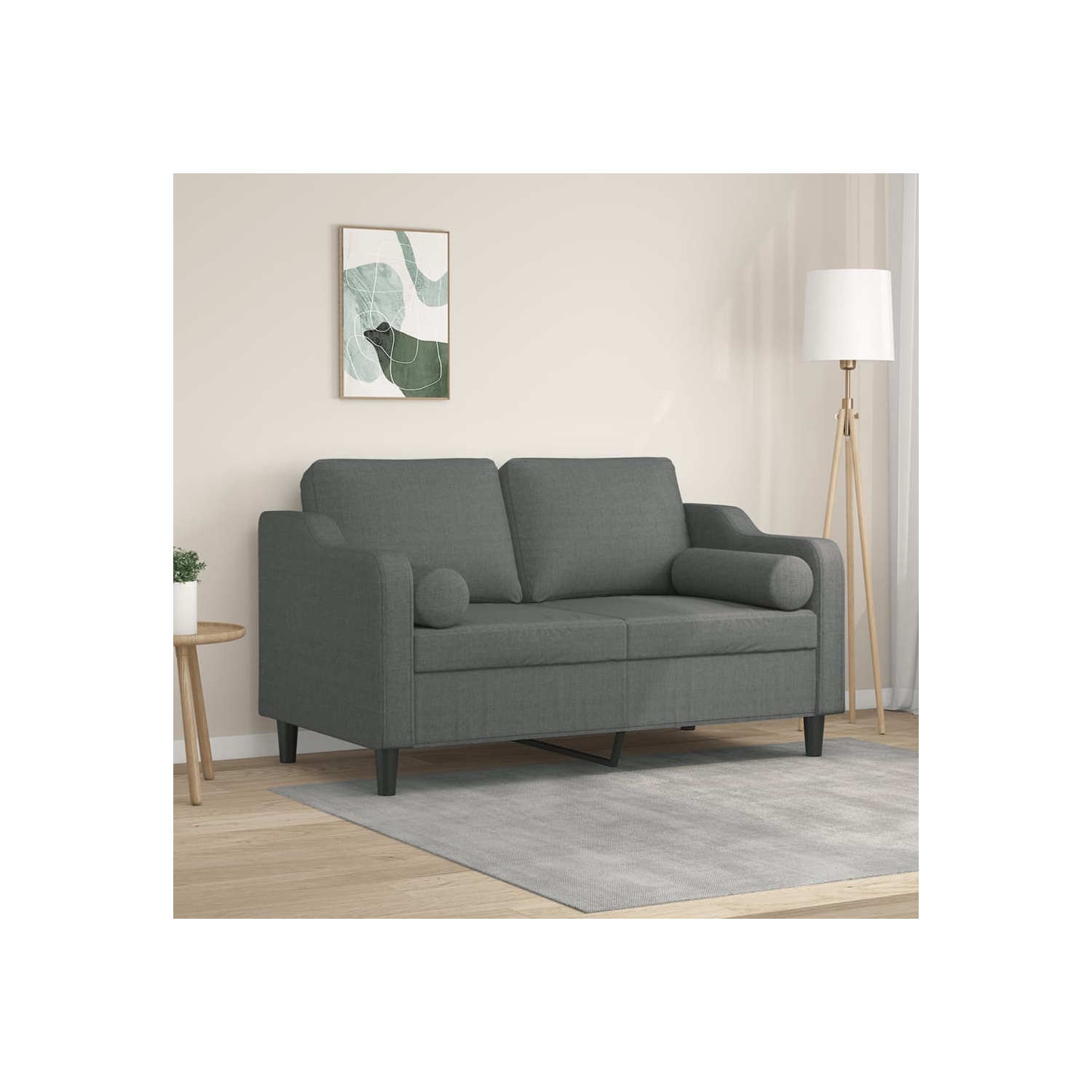 vidaXL 2-Seater Sofa with Throw Pillows Dark Grey 120 cm Fabric