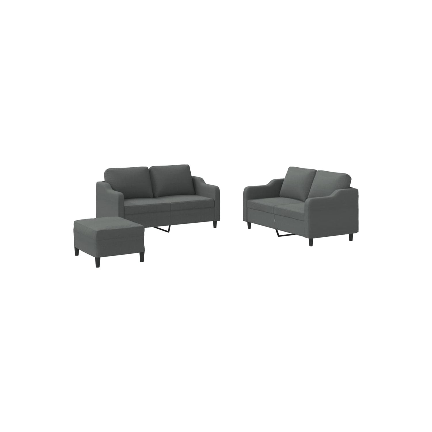 vidaXL 3 Piece Sofa Set with Cushions Dark Grey Fabric