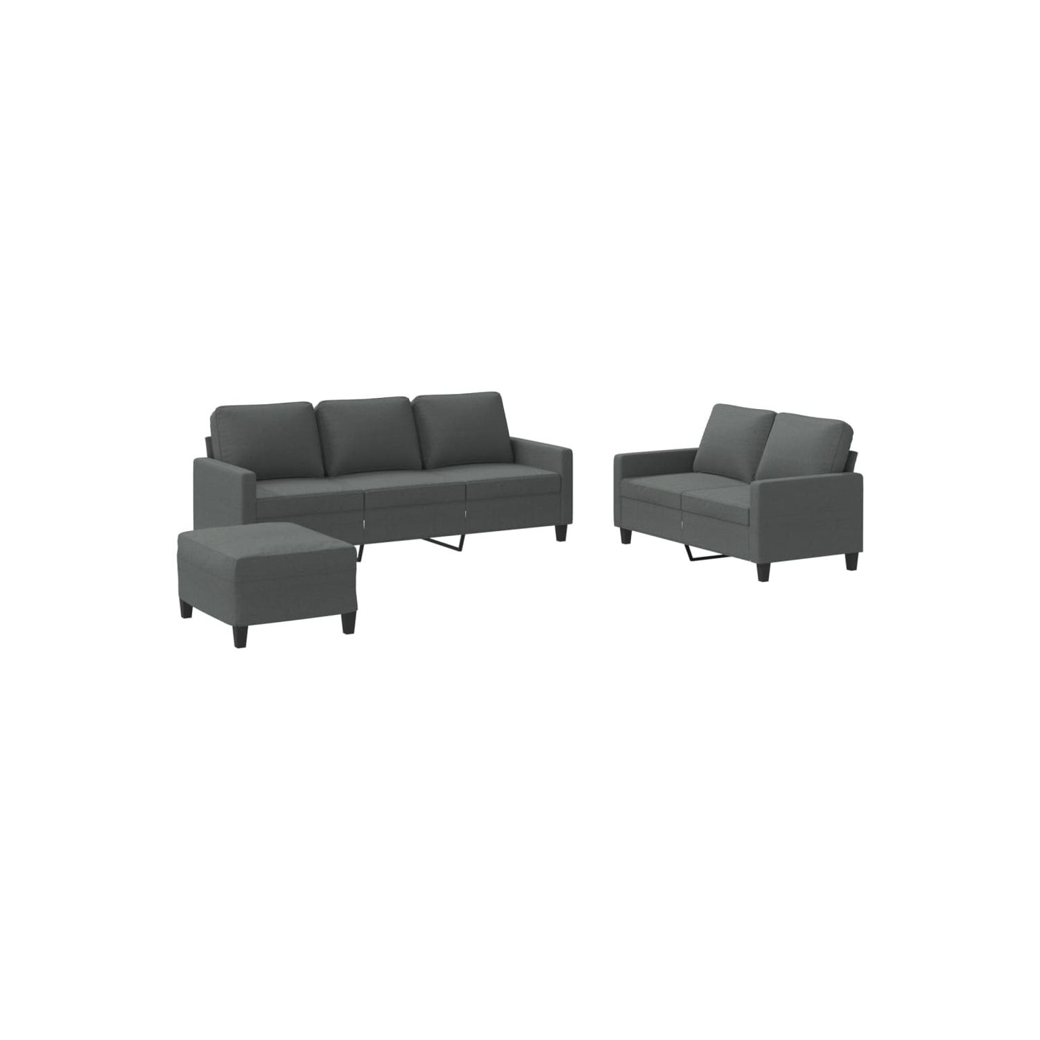 vidaXL 3 Piece Sofa Set with Cushions Dark Grey Fabric