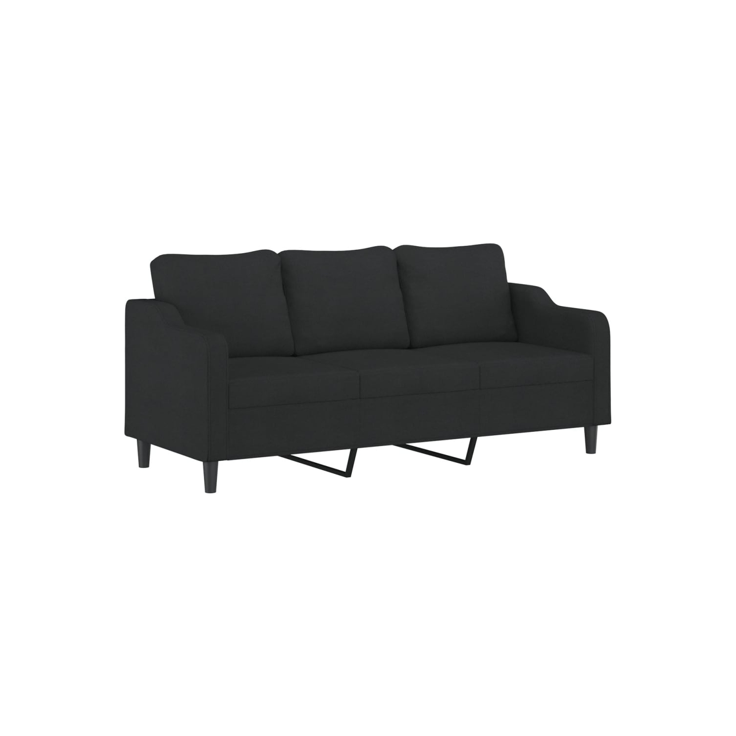 vidaXL 3 Piece Sofa Set with Cushions Black Fabric