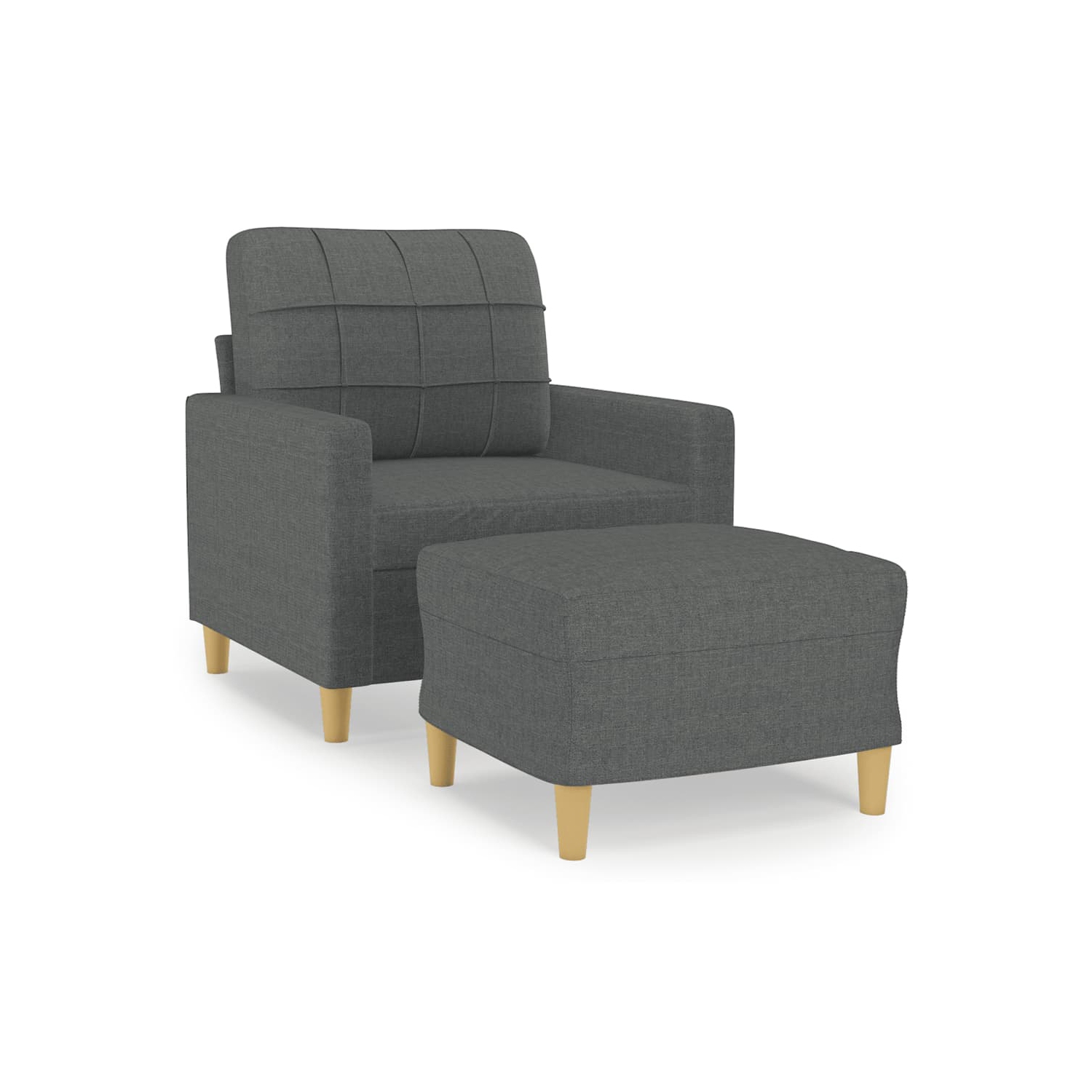vidaXL Sofa Chair with Footstool Dark Grey 60 cm Fabric