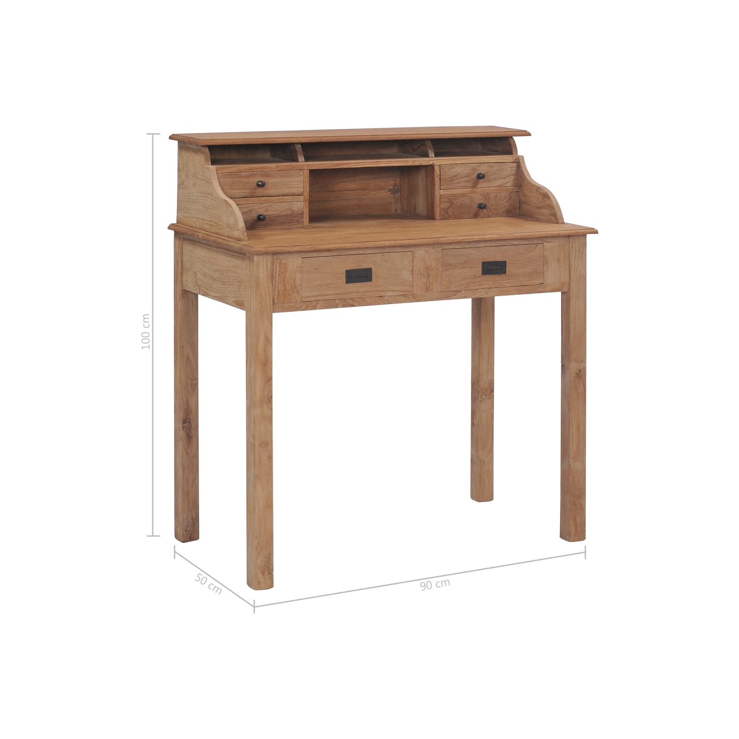 vidaXL Desk 90x50x100 cm Solid Teak Wood