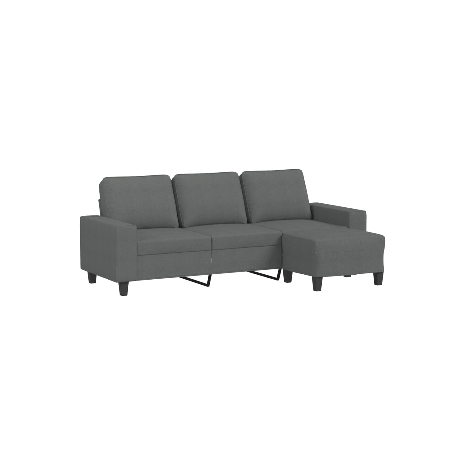 vidaXL 3-Seater Sofa with Footstool Dark Grey 180 cm Fabric