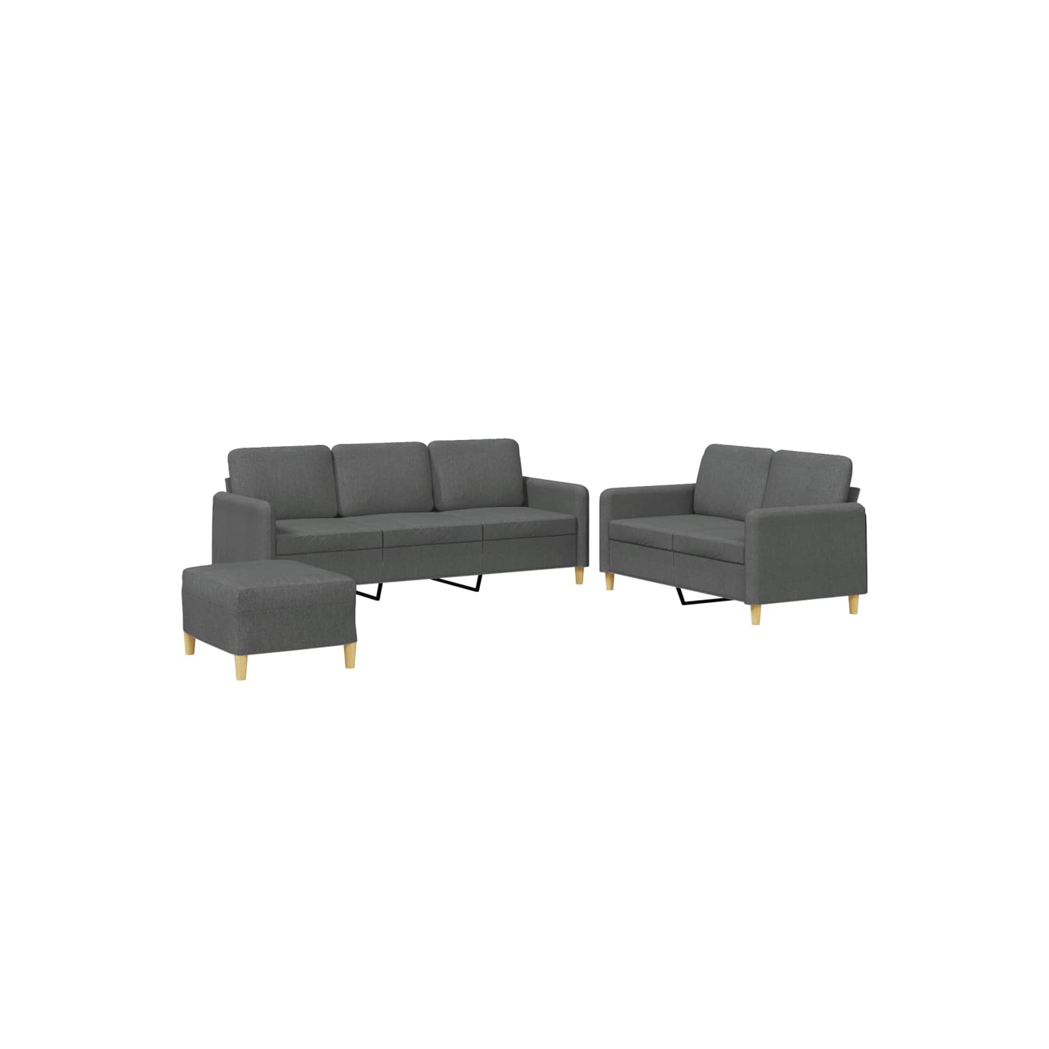 vidaXL 3 Piece Sofa Set with Cushions Dark Grey Fabric