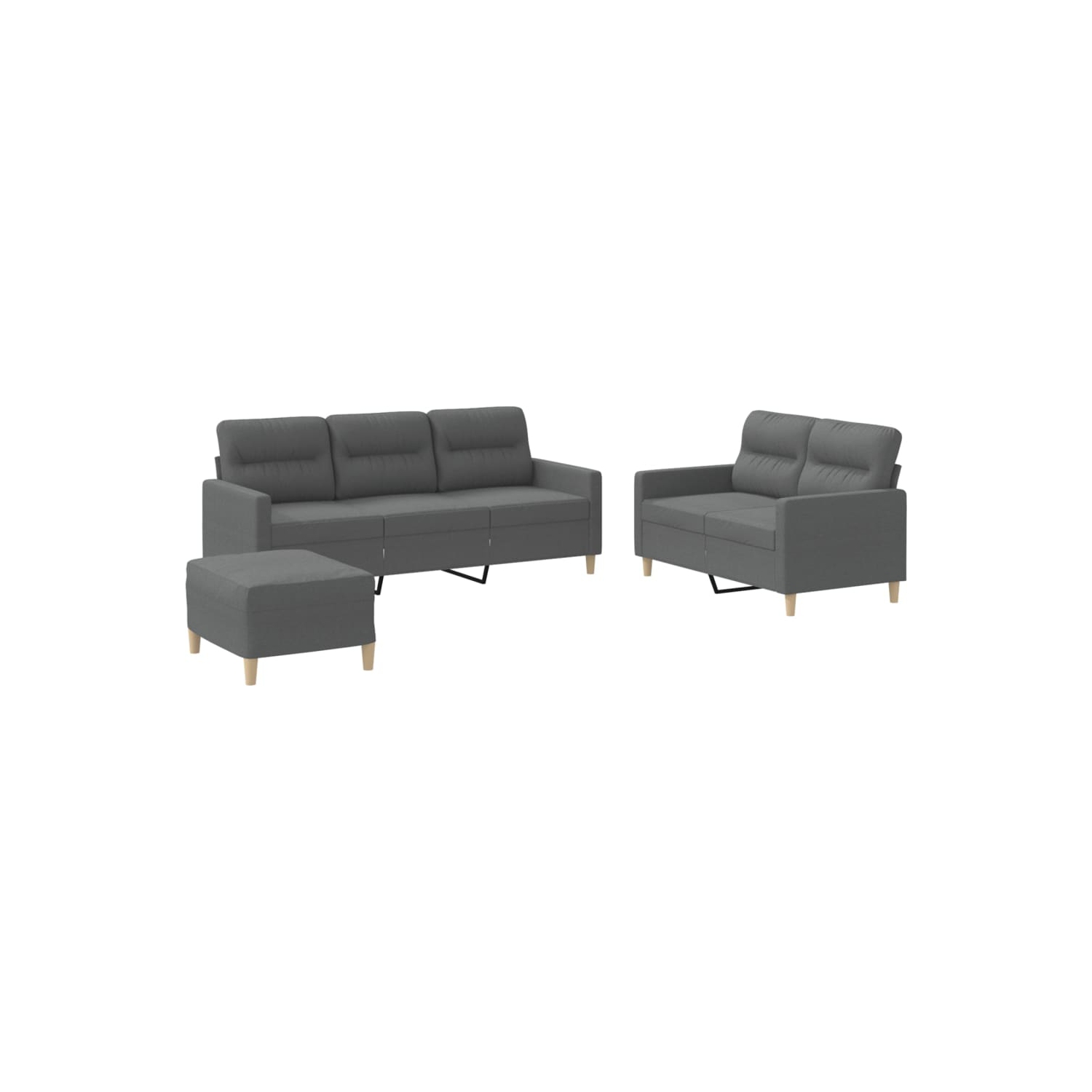 vidaXL 3 Piece Sofa Set with Cushions Dark Grey Fabric