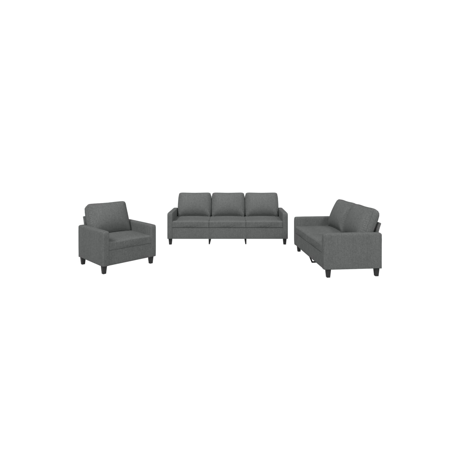 vidaXL 3 Piece Sofa Set with Cushions Dark Grey Fabric