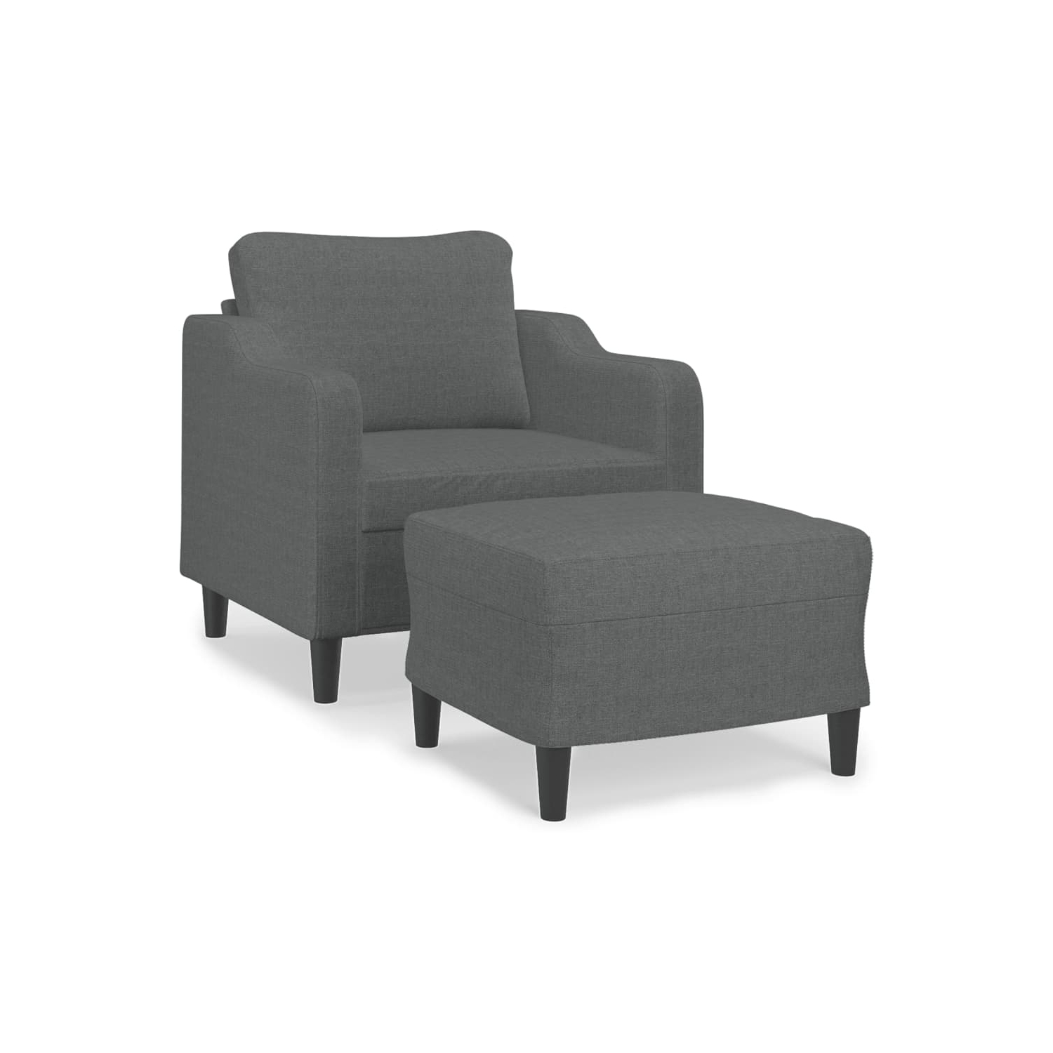 vidaXL Sofa Chair with Footstool Dark Grey 60 cm Fabric