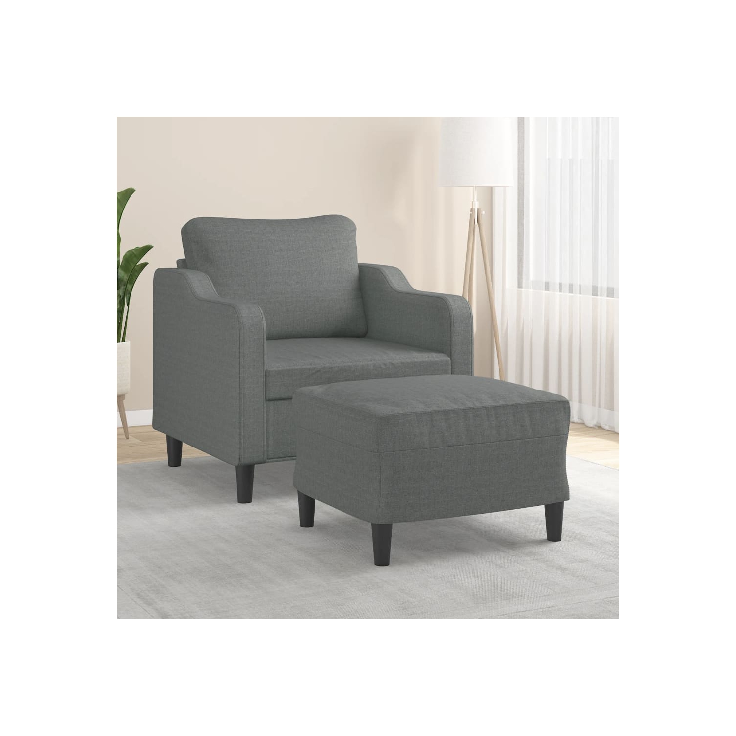 vidaXL Sofa Chair with Footstool Dark Grey 60 cm Fabric