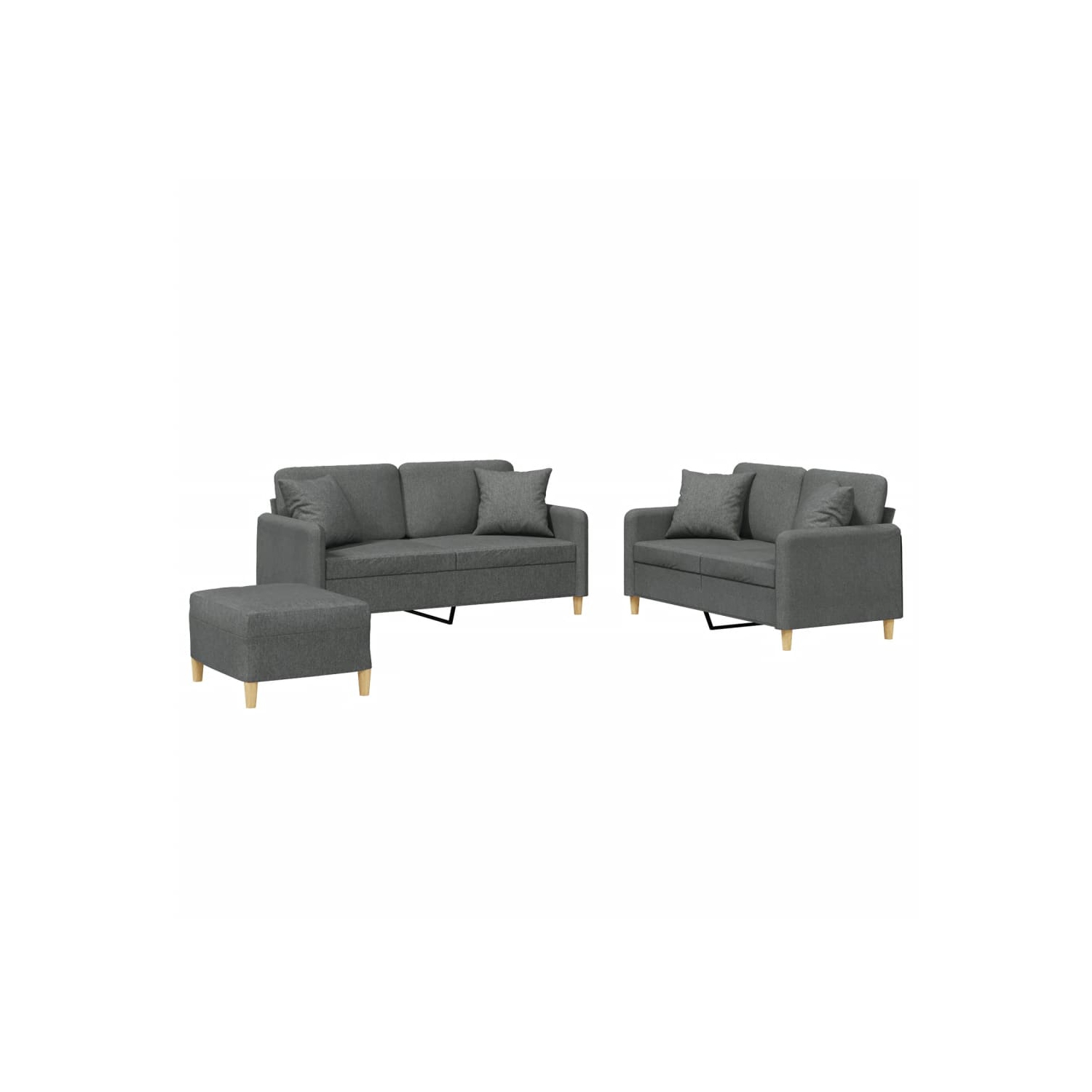 vidaXL 3 Piece Sofa Set with Pillows Dark Grey Fabric