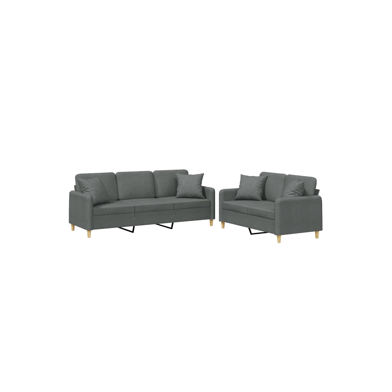 vidaXL 2 Piece Sofa Set with Pillows Dark Grey Fabric