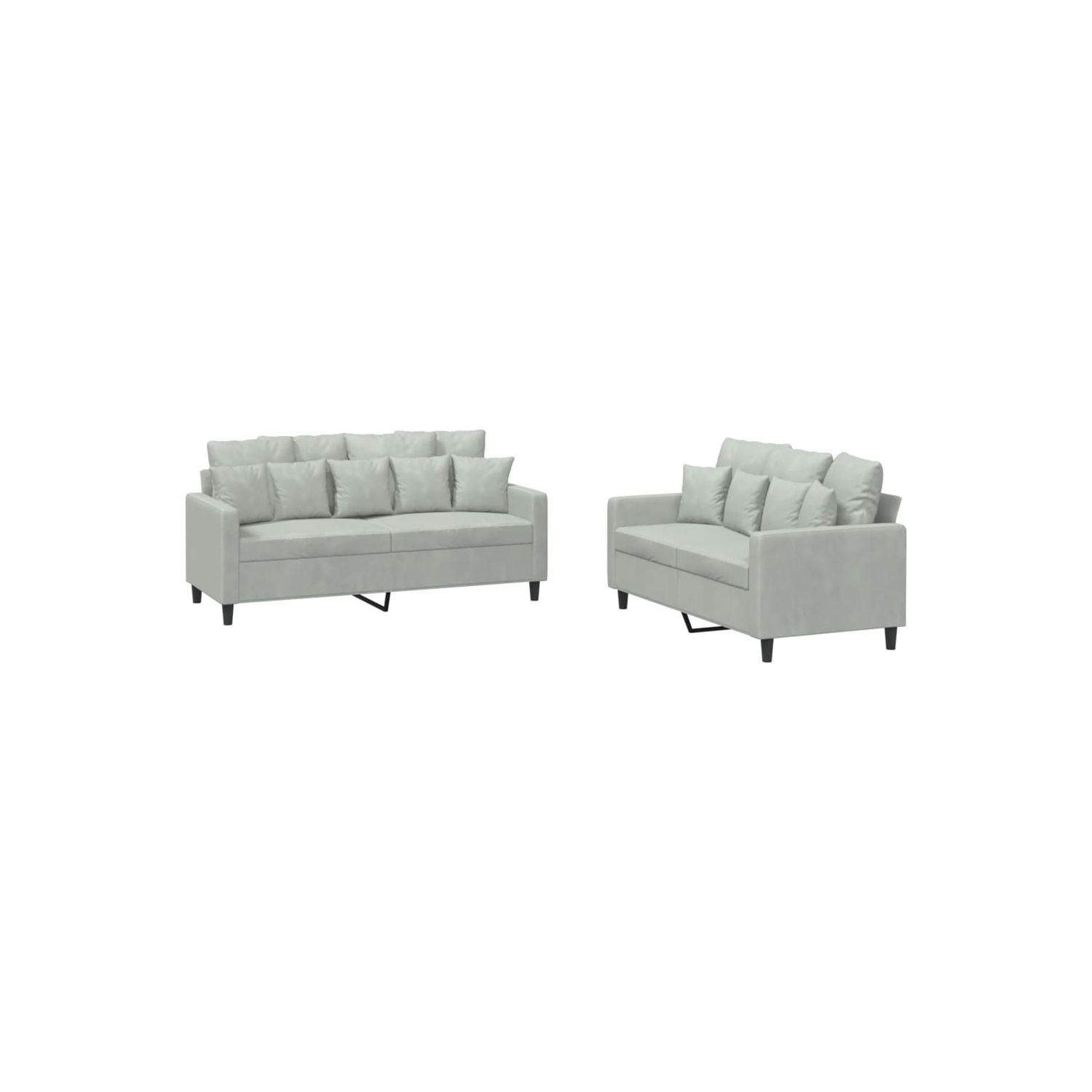 vidaXL 2 Piece Sofa Set with Cushions Light Grey Velvet