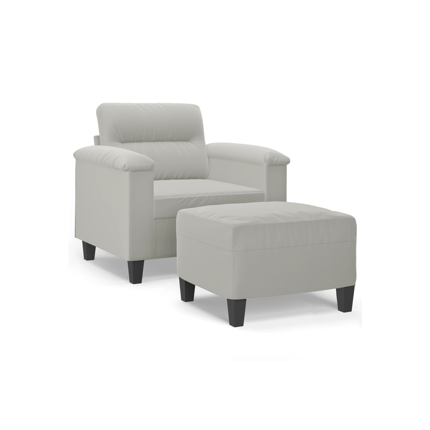 vidaXL Sofa Chair with Footstool Light Grey 60 cm Microfibre Fabric