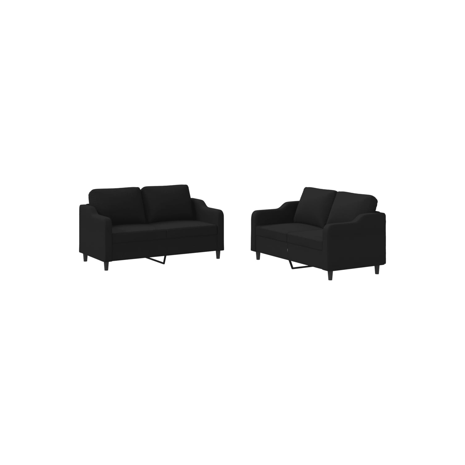 vidaXL 2 Piece Sofa Set with Cushions Black Fabric