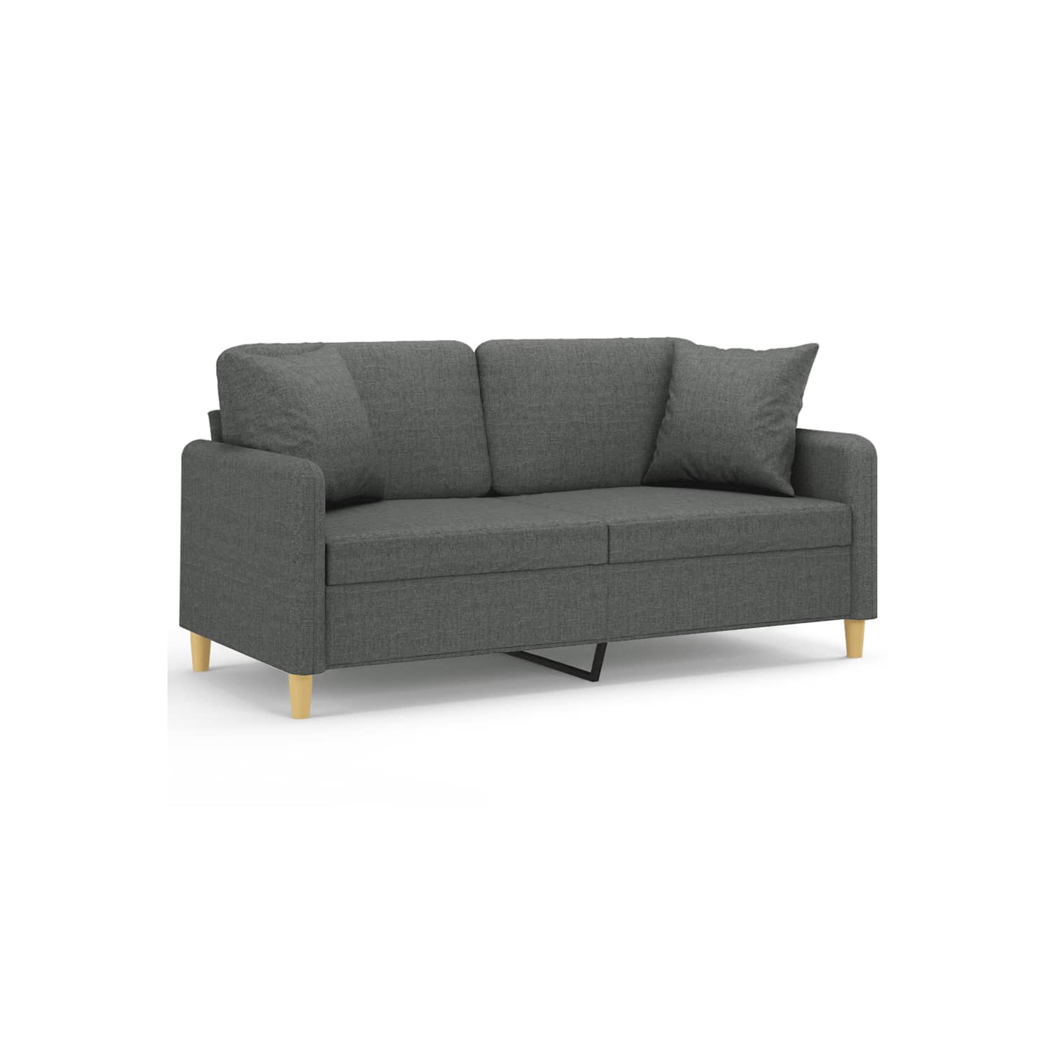 vidaXL 2-Seater Sofa with Throw Pillows Dark Grey 140 cm Fabric