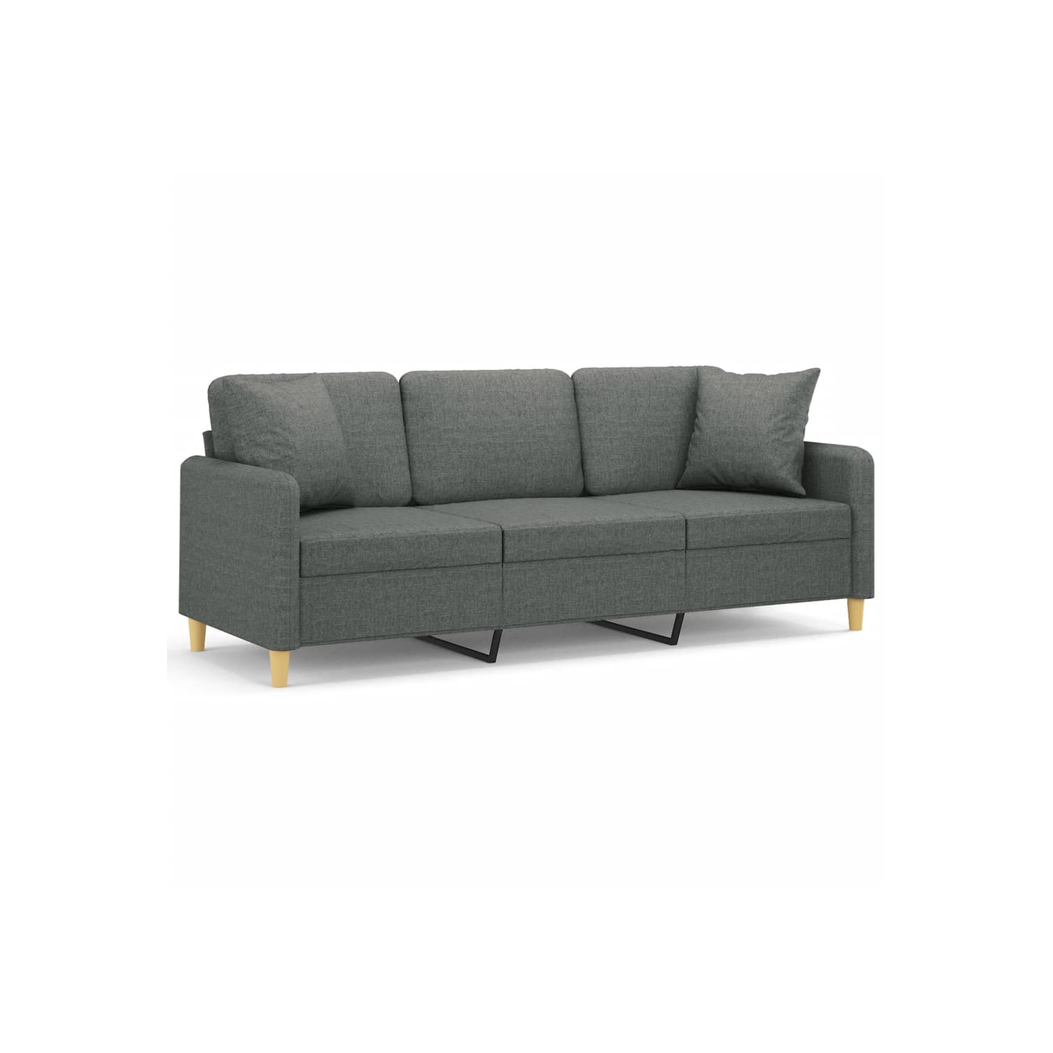 vidaXL 3-Seater Sofa with Throw Pillows Dark Grey 180 cm Fabric