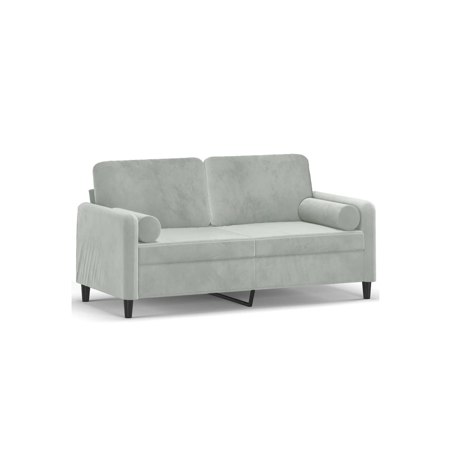 vidaXL 2-Seater Sofa with Throw Pillows Light Grey 140 cm Velvet
