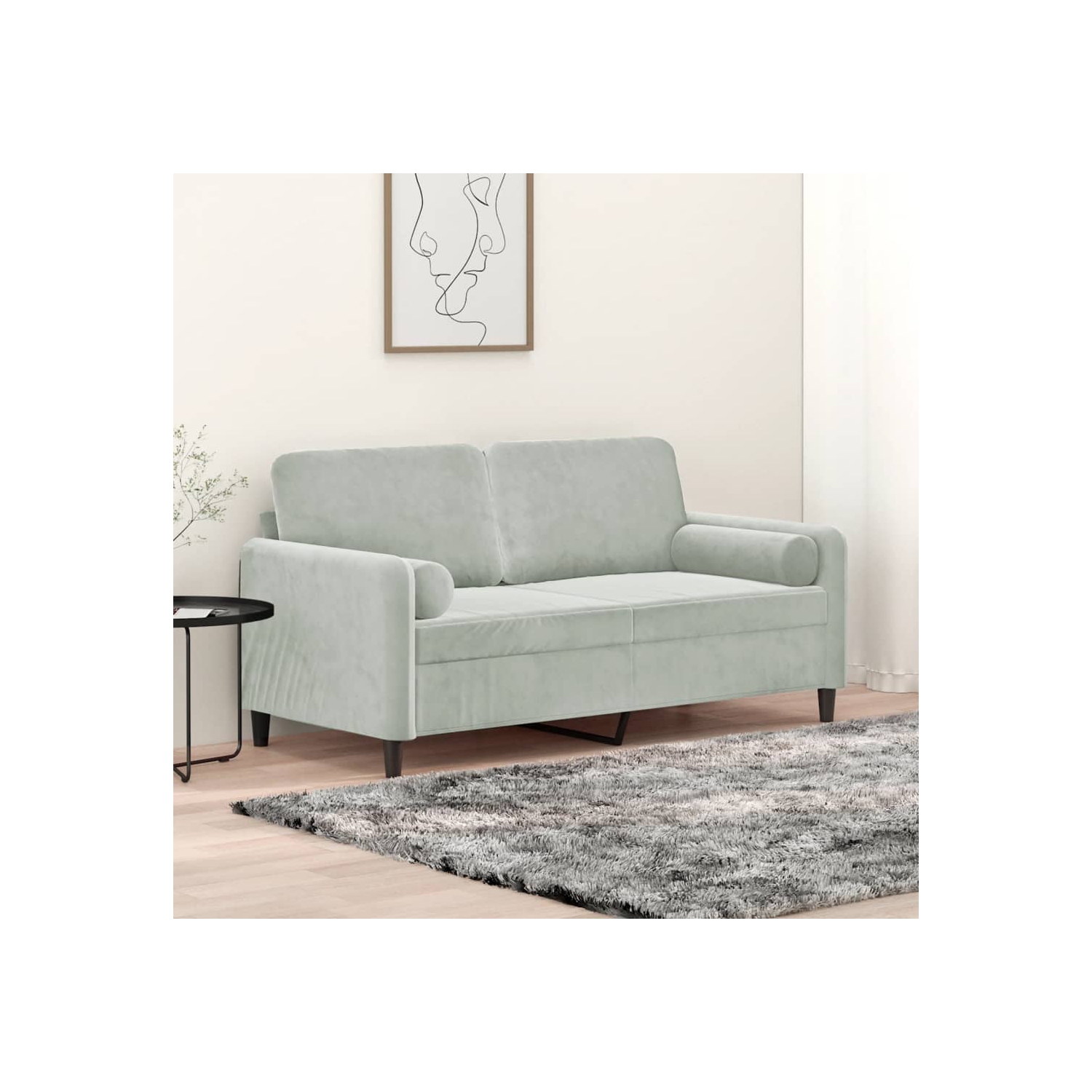 vidaXL 2-Seater Sofa with Throw Pillows Light Grey 140 cm Velvet