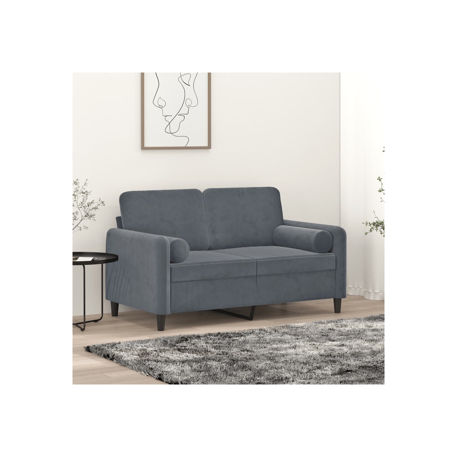 vidaXL 2-Seater Sofa with Throw Pillows Dark Grey 120 cm Velvet