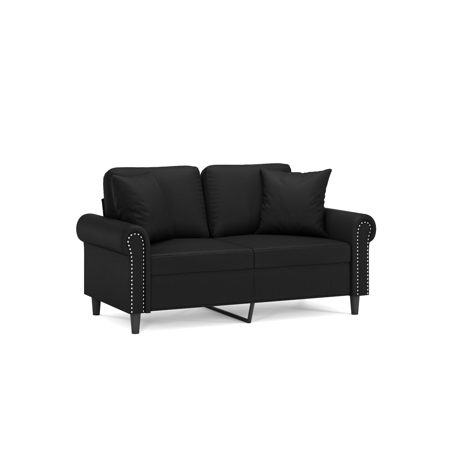 vidaXL 2-Seater Sofa with Throw Pillows Black 120 cm Faux Leather