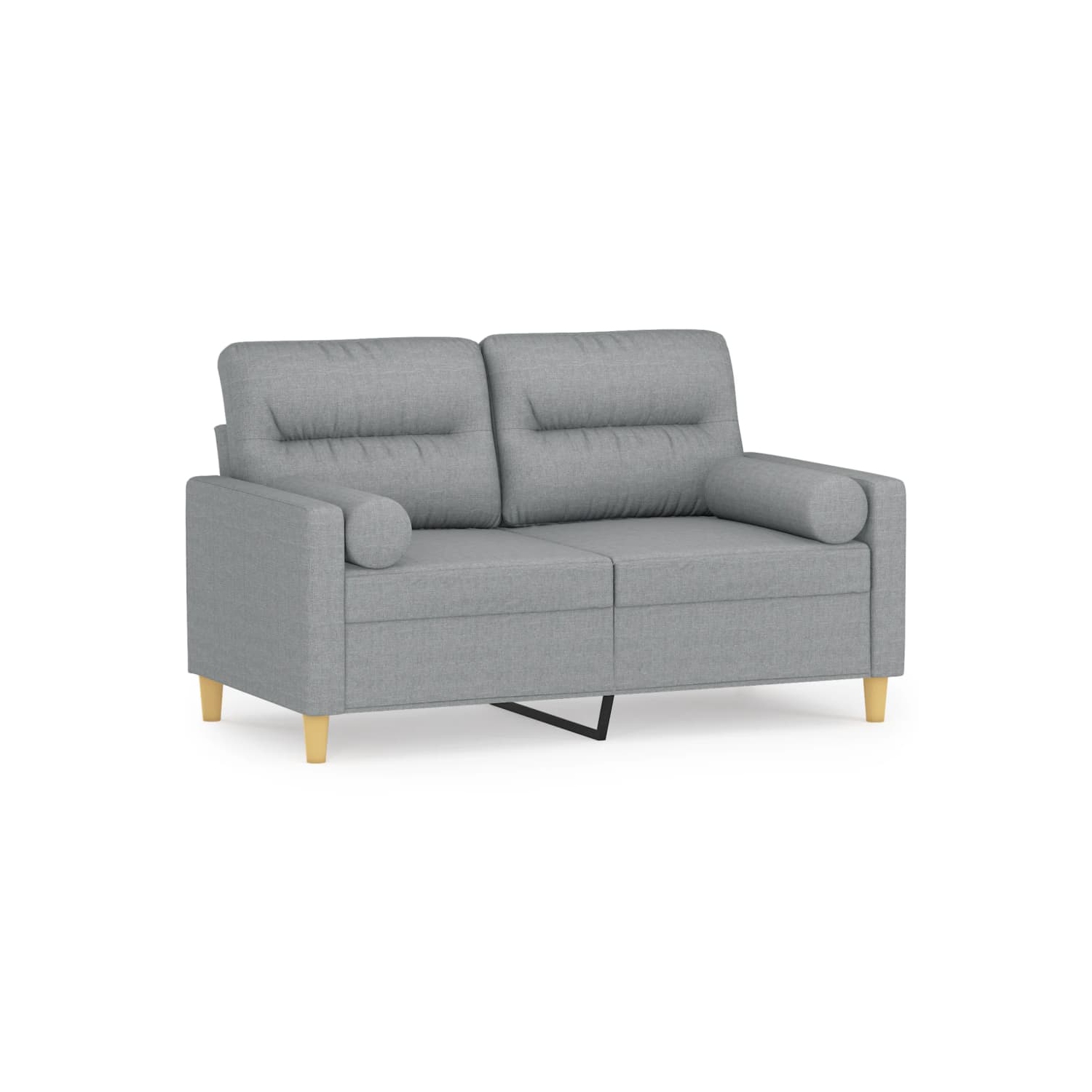 vidaXL 2-Seater Sofa with Throw Pillows Light Grey 120 cm Fabric