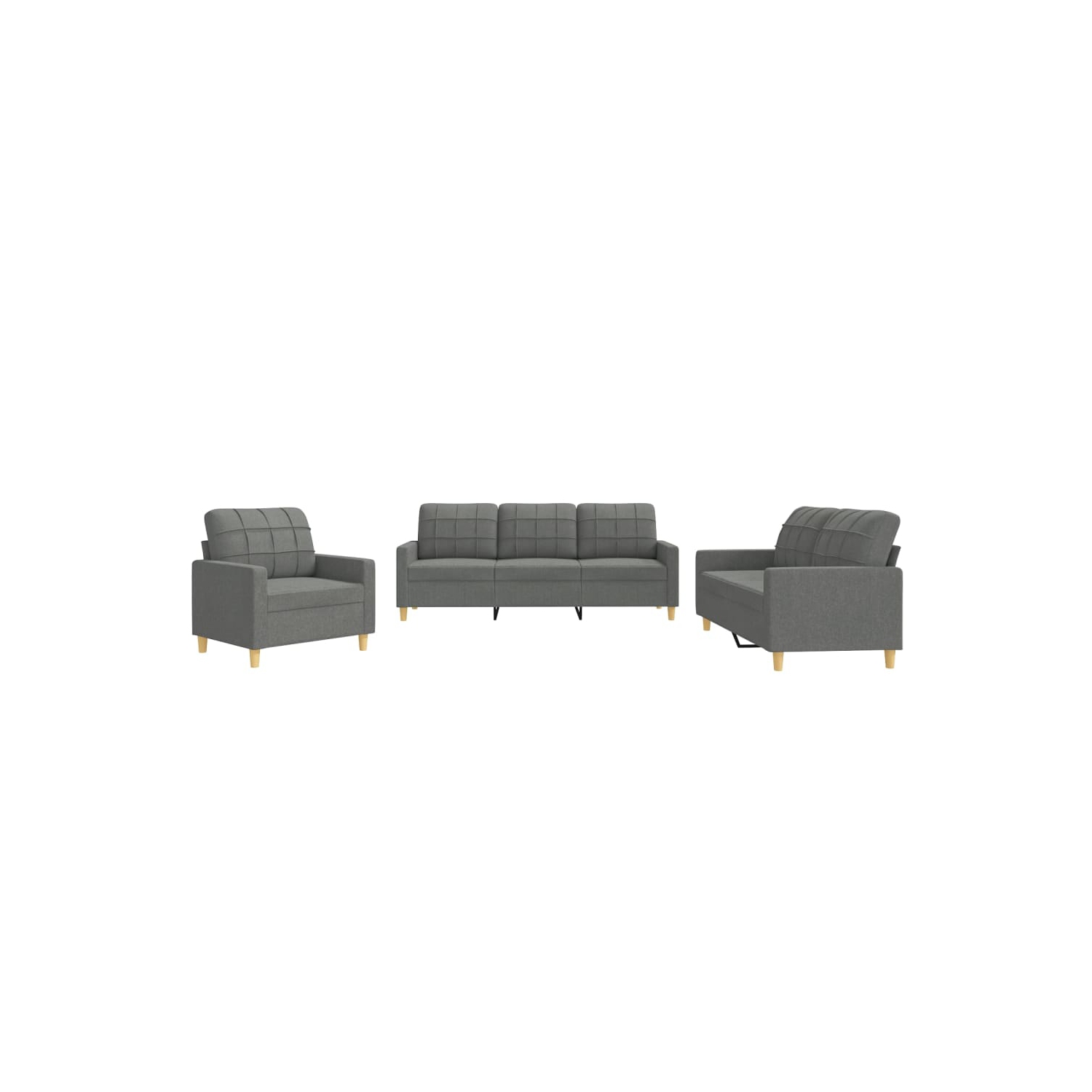 vidaXL 3 Piece Sofa Set with Cushions Dark Grey Fabric