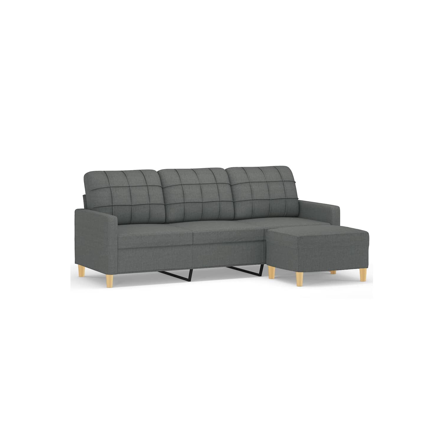 vidaXL 3-Seater Sofa with Footstool Dark Grey 180 cm Fabric