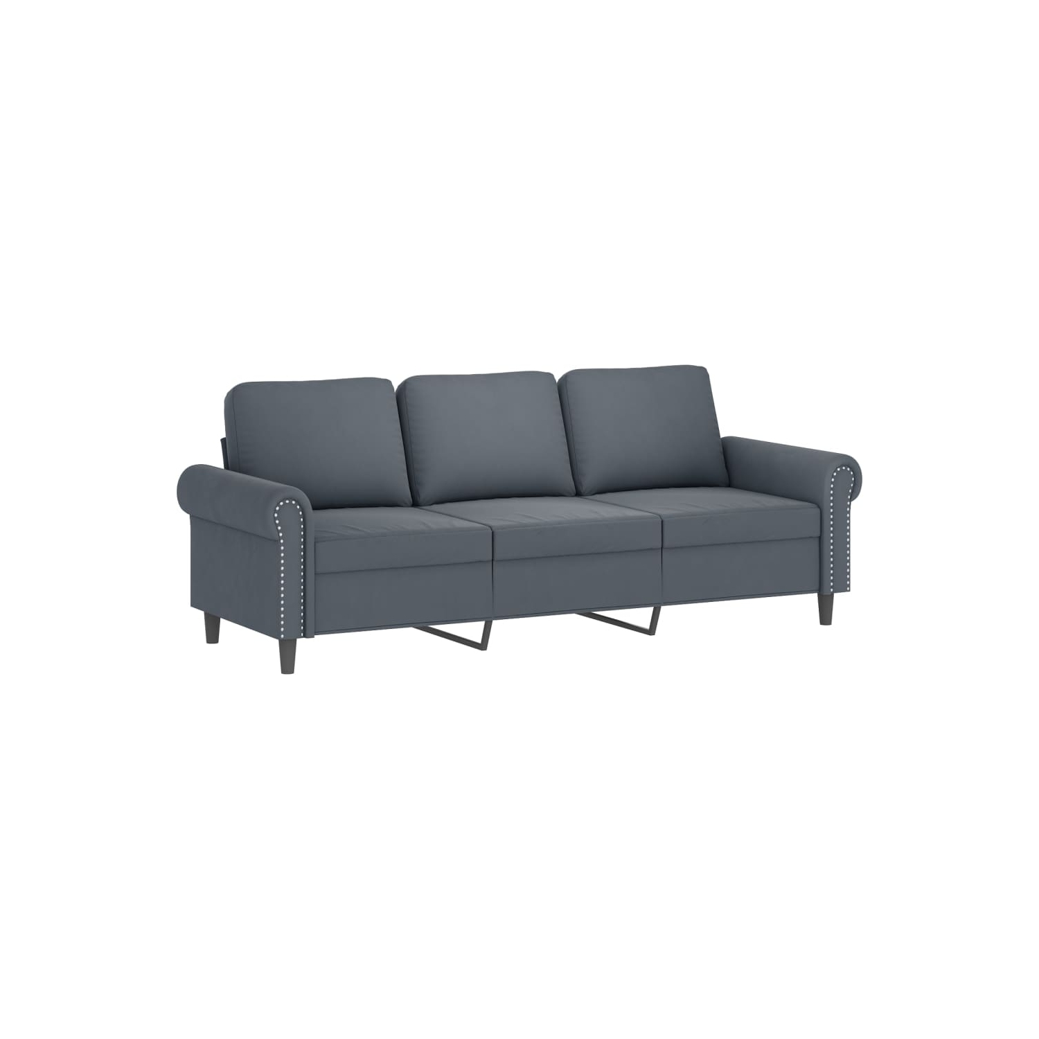 vidaXL 3 Piece Sofa Set with Cushions Dark Grey Velvet