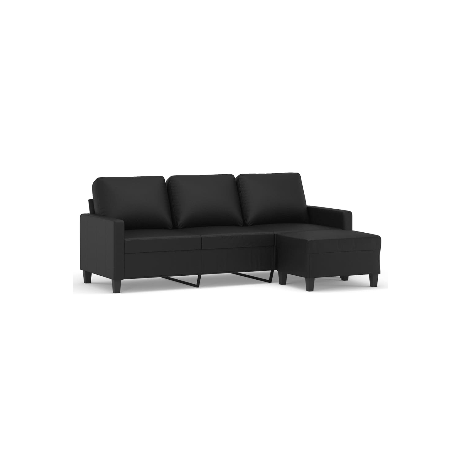 Sofa à 3 sièges avec repose-pieds en similicuir noir 180&nbsp;cm de vidaXL