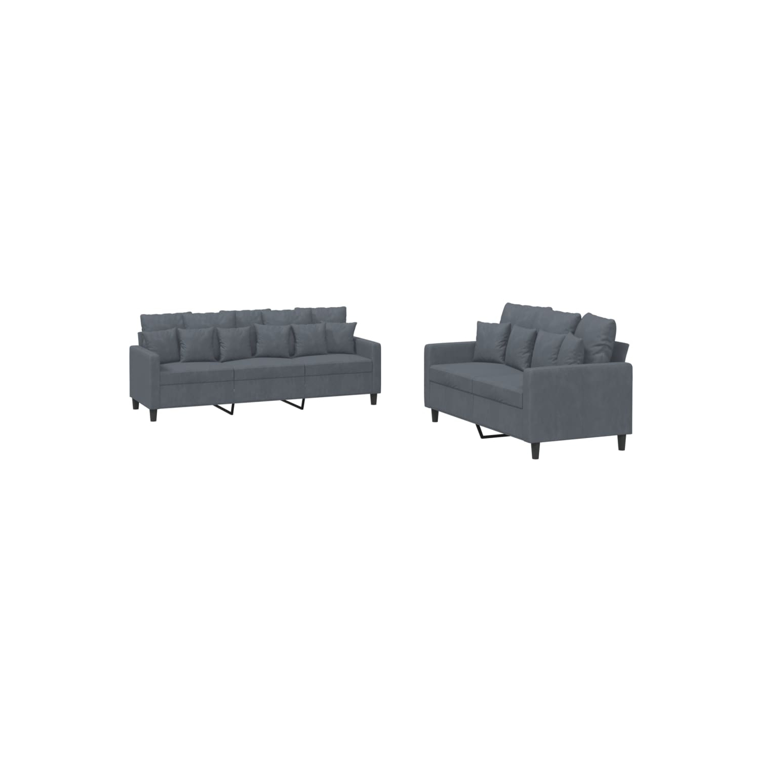 vidaXL 2 Piece Sofa Set with Cushions Dark Grey Velvet