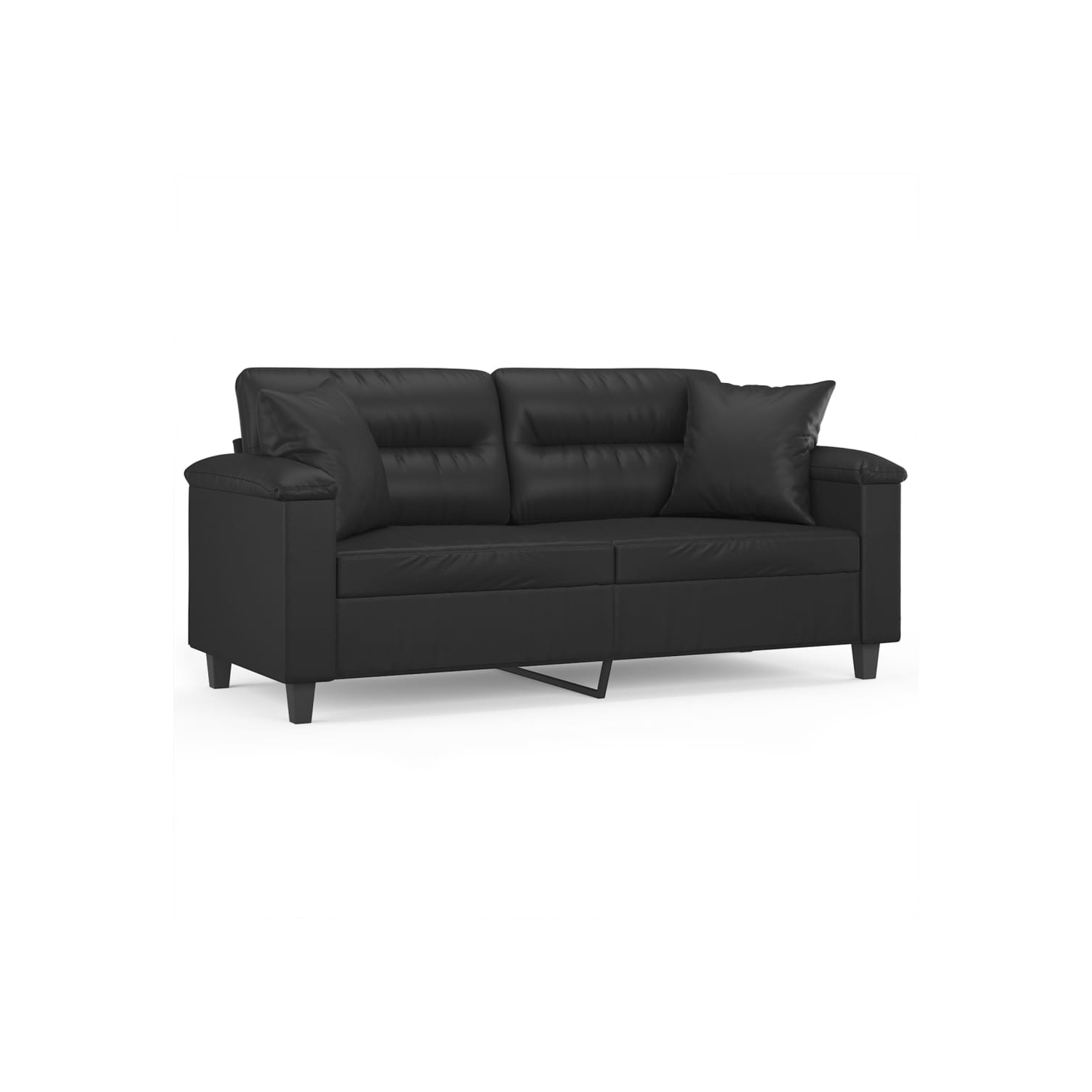 vidaXL 2-Seater Sofa with Throw Pillows Black 140 cm Faux Leather