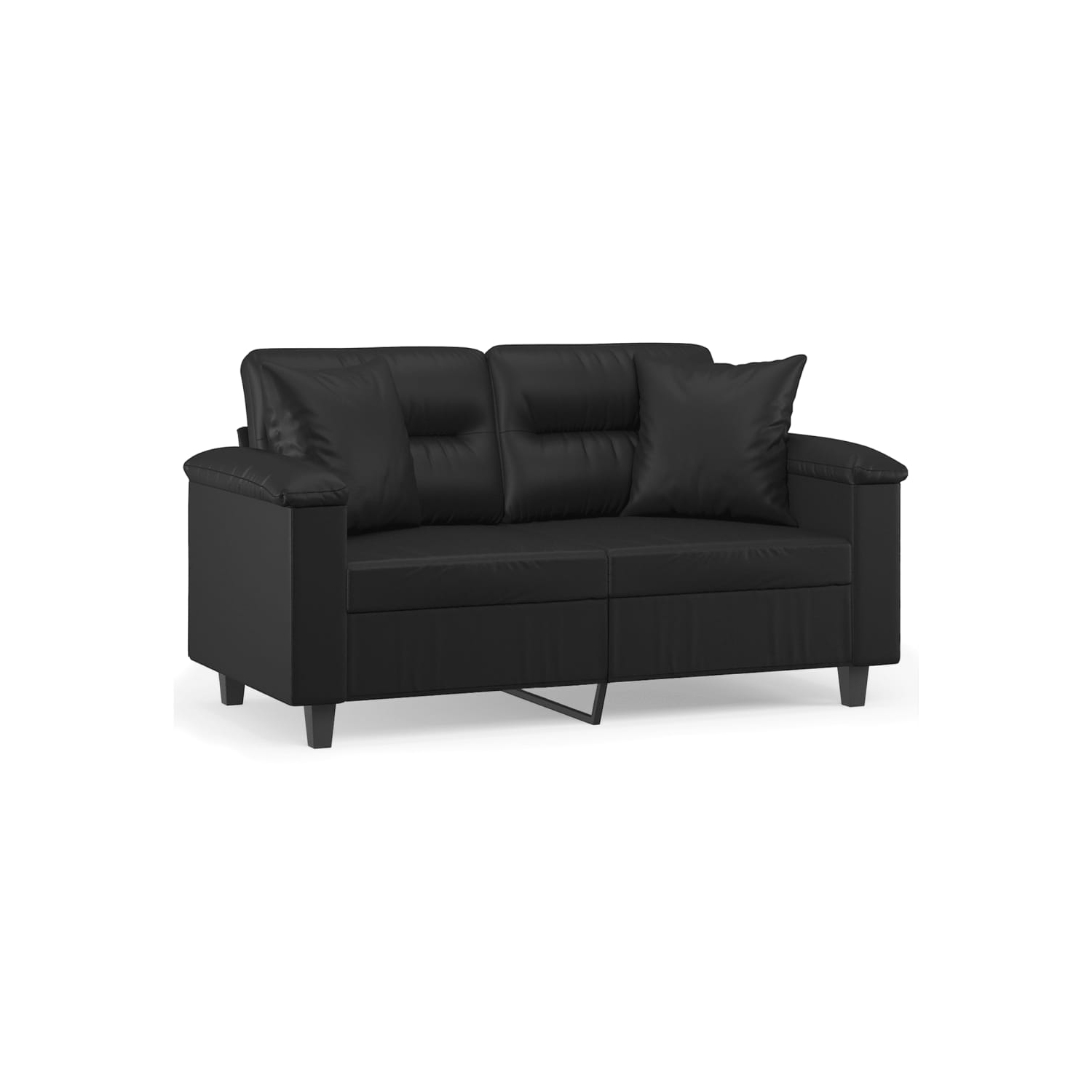 Sofa à 2 sièges avec coussins décoratifs 120&nbsp;cm en similicuir noir vidaXL