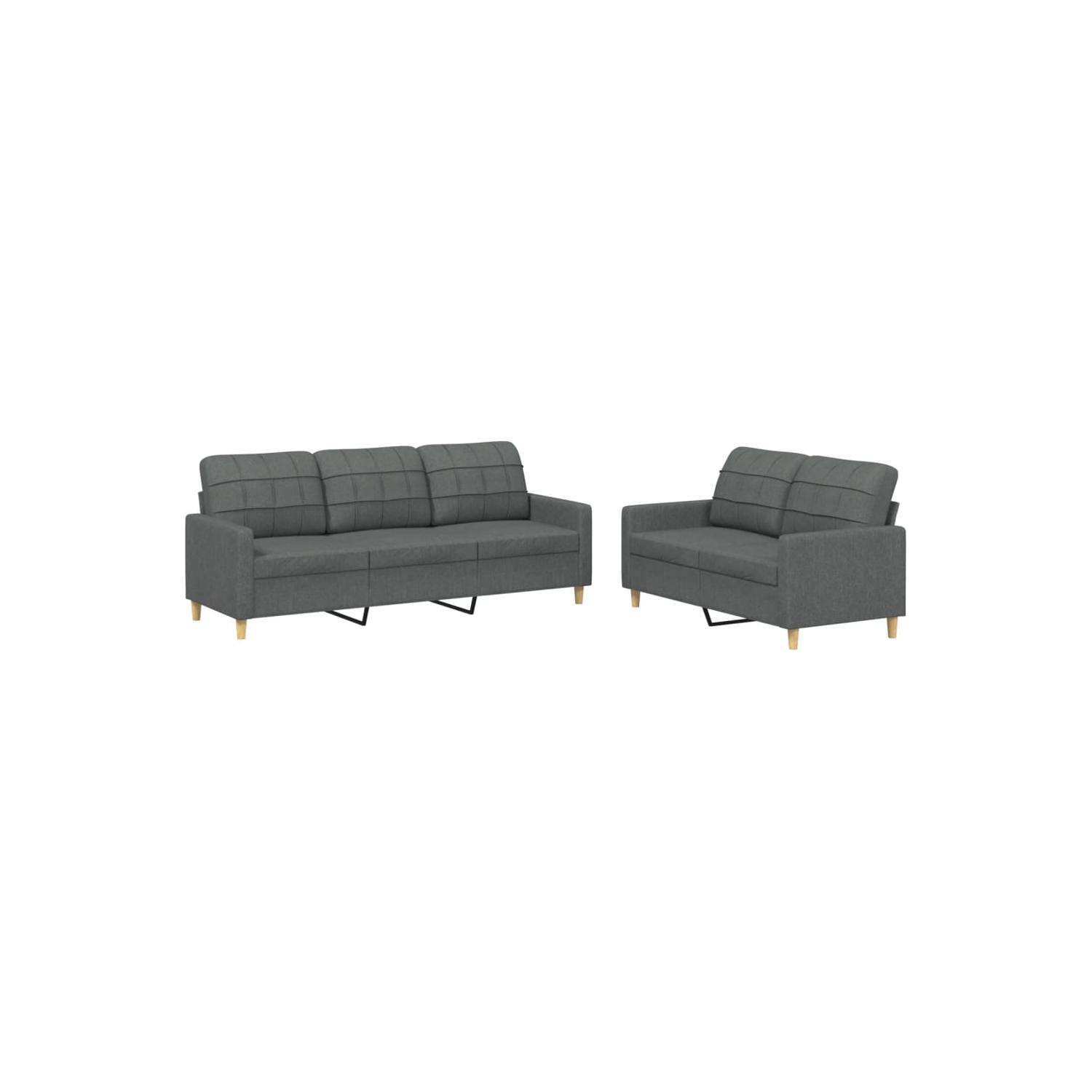 vidaXL 2 Piece Sofa Set with Cushions Dark Grey Fabric
