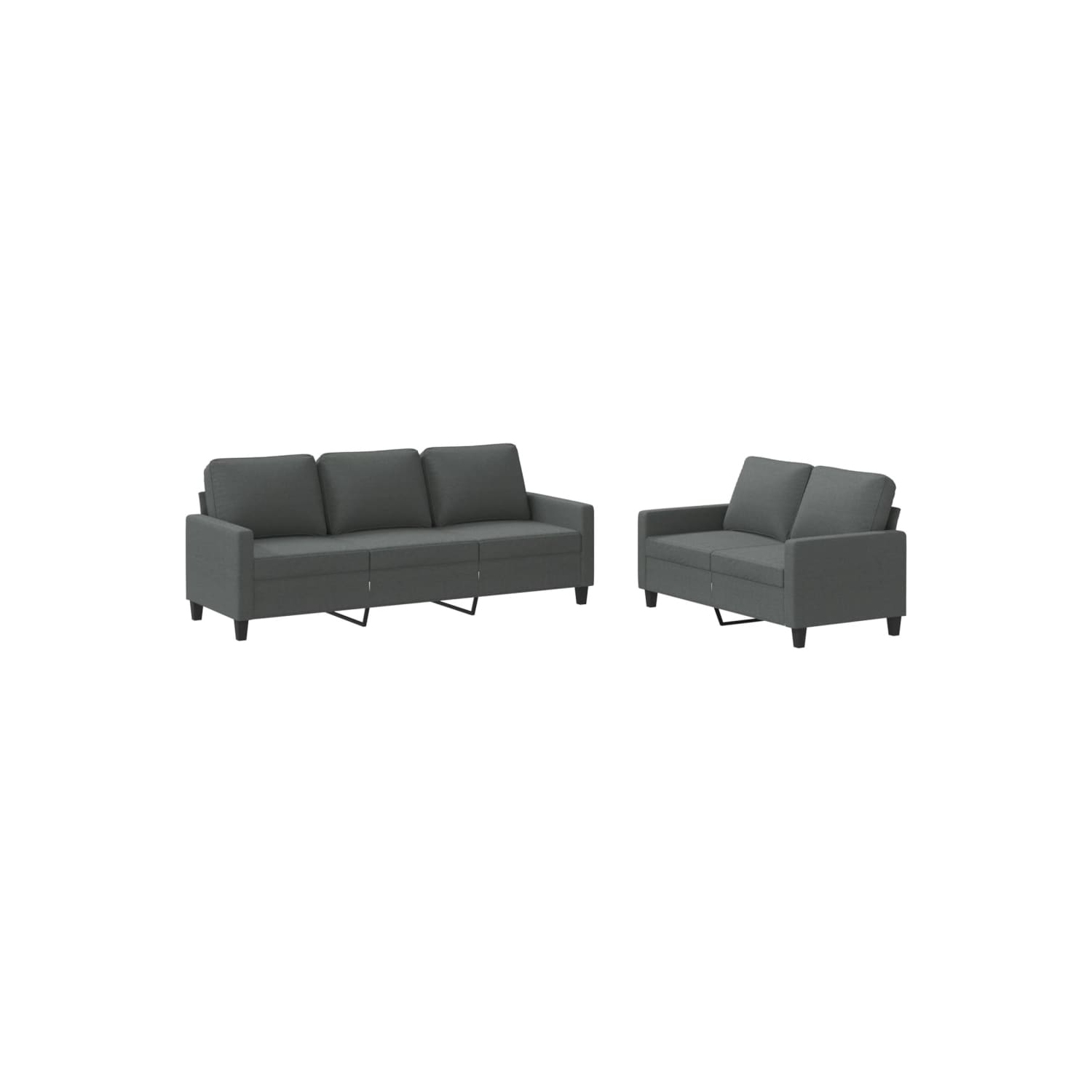 vidaXL 2 Piece Sofa Set with Cushions Dark Grey Fabric