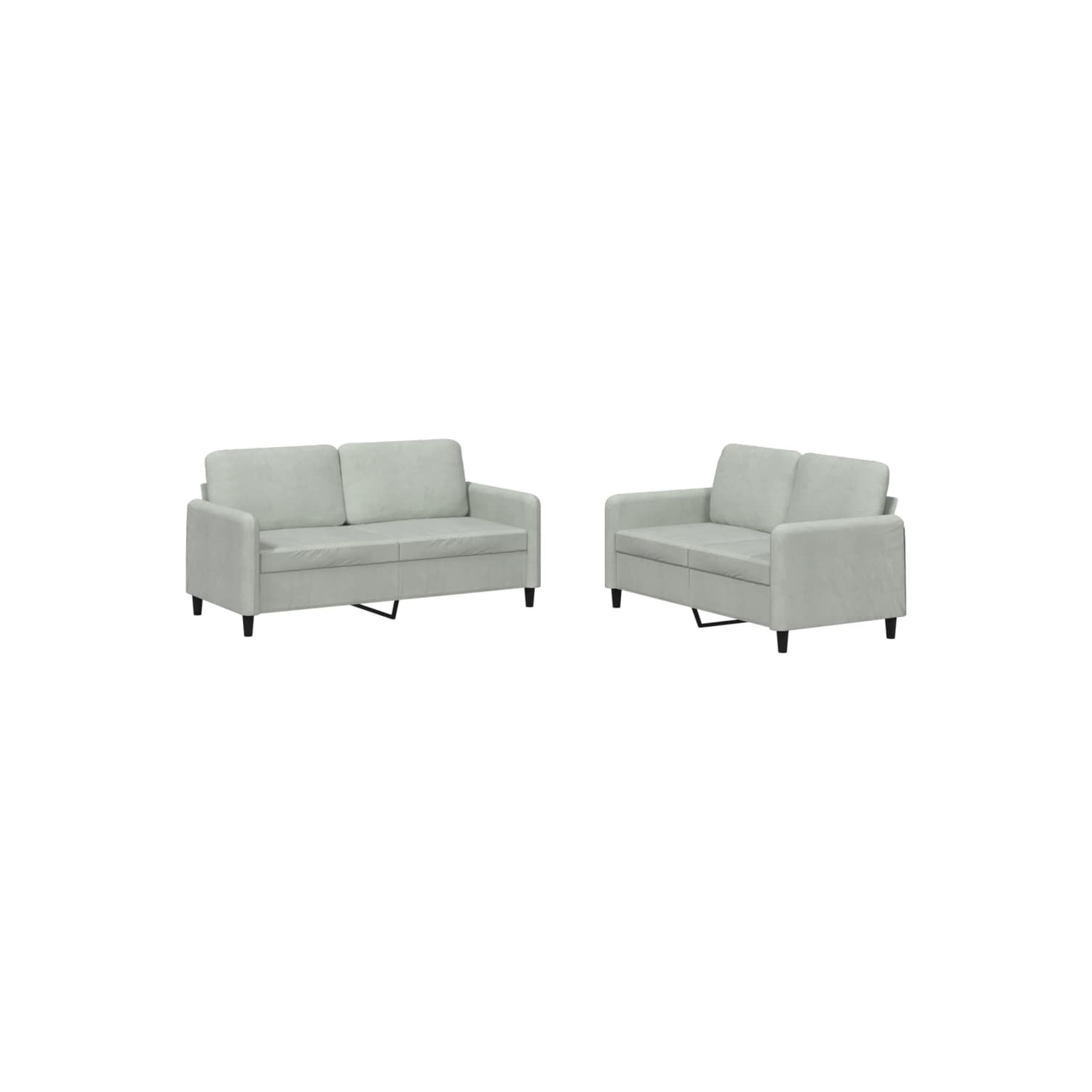 vidaXL 2 Piece Sofa Set Light Grey Velvet