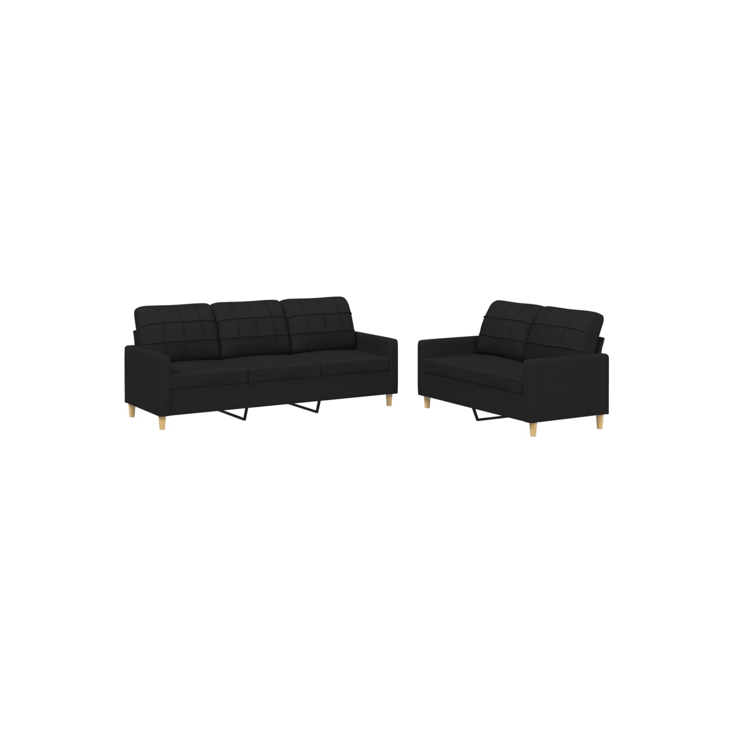 vidaXL 2 Piece Sofa Set with Cushions Black Fabric