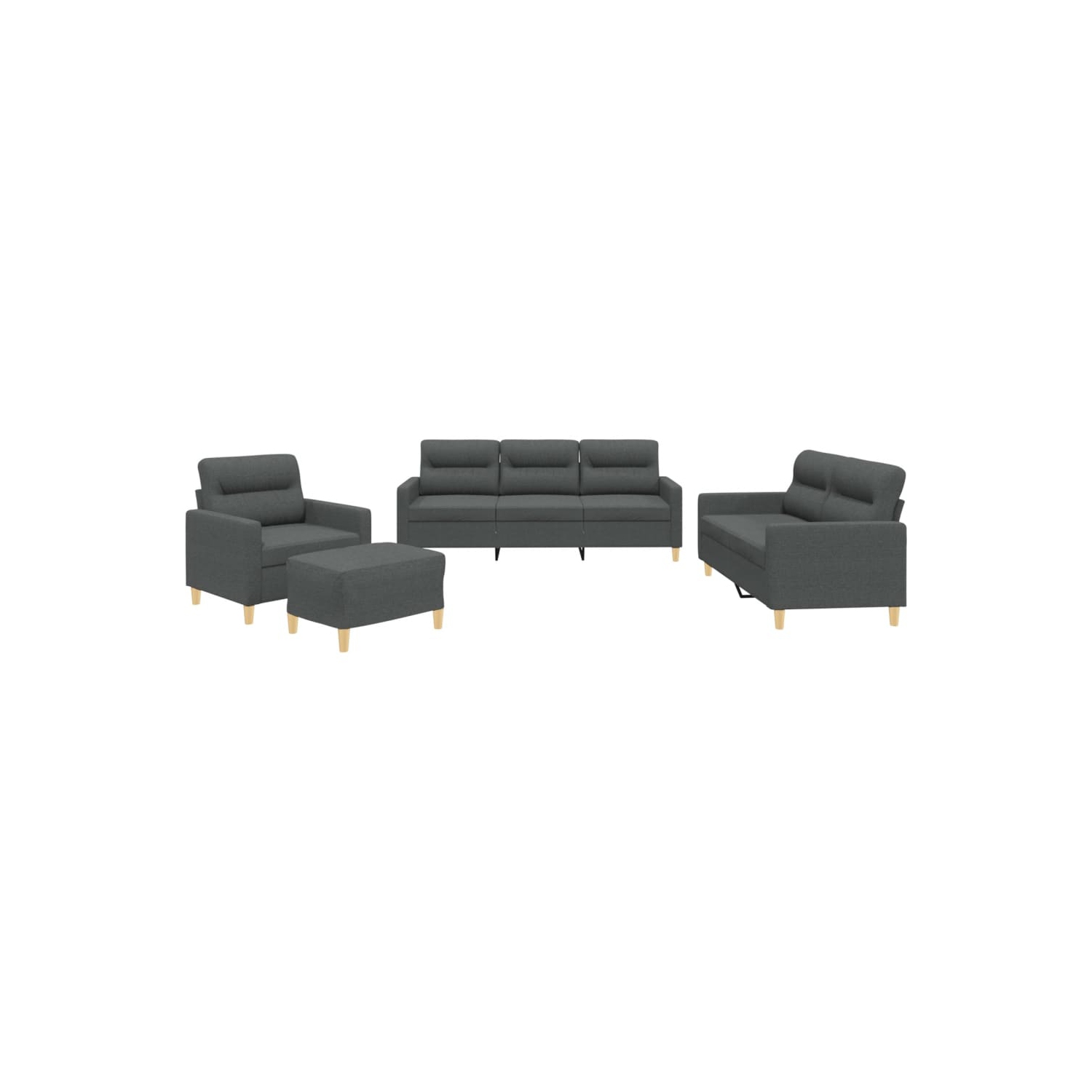 vidaXL 4 Piece Sofa Set with Cushions Dark Grey Fabric