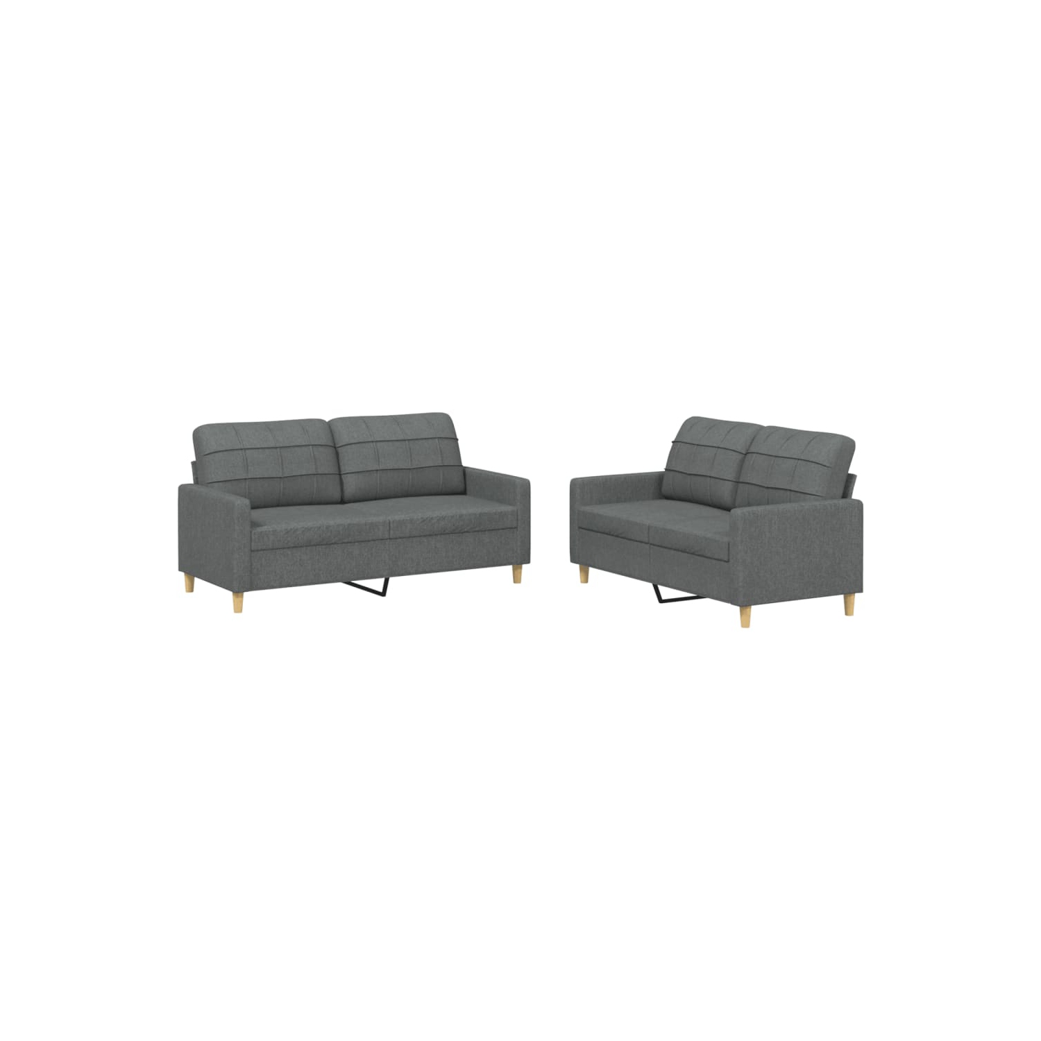 vidaXL 2 Piece Sofa Set with Cushions Dark Grey Fabric