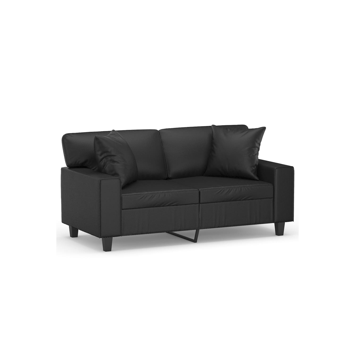vidaXL 2-Seater Sofa with Throw Pillows Black 120 cm Faux Leather