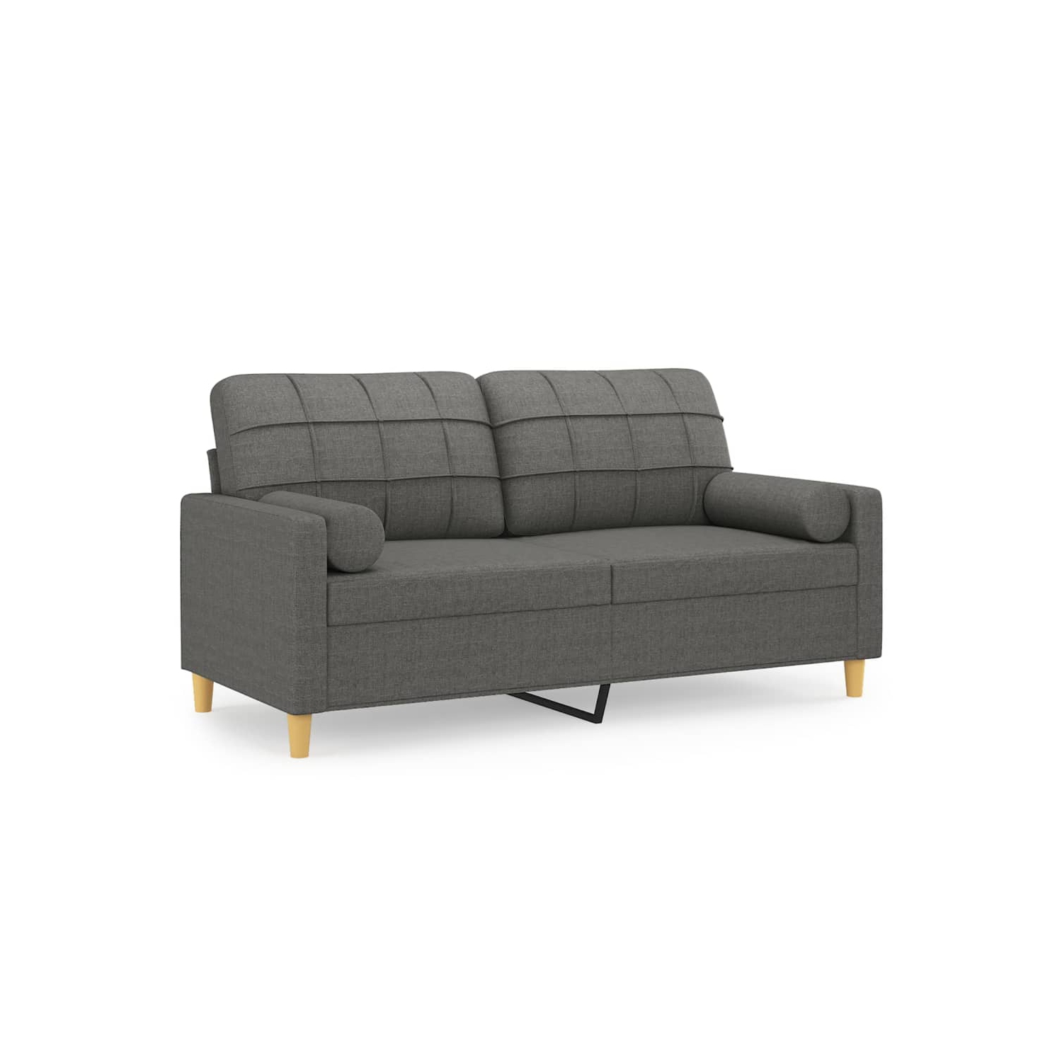 vidaXL 2-Seater Sofa with Throw Pillows Dark Grey 140 cm Fabric